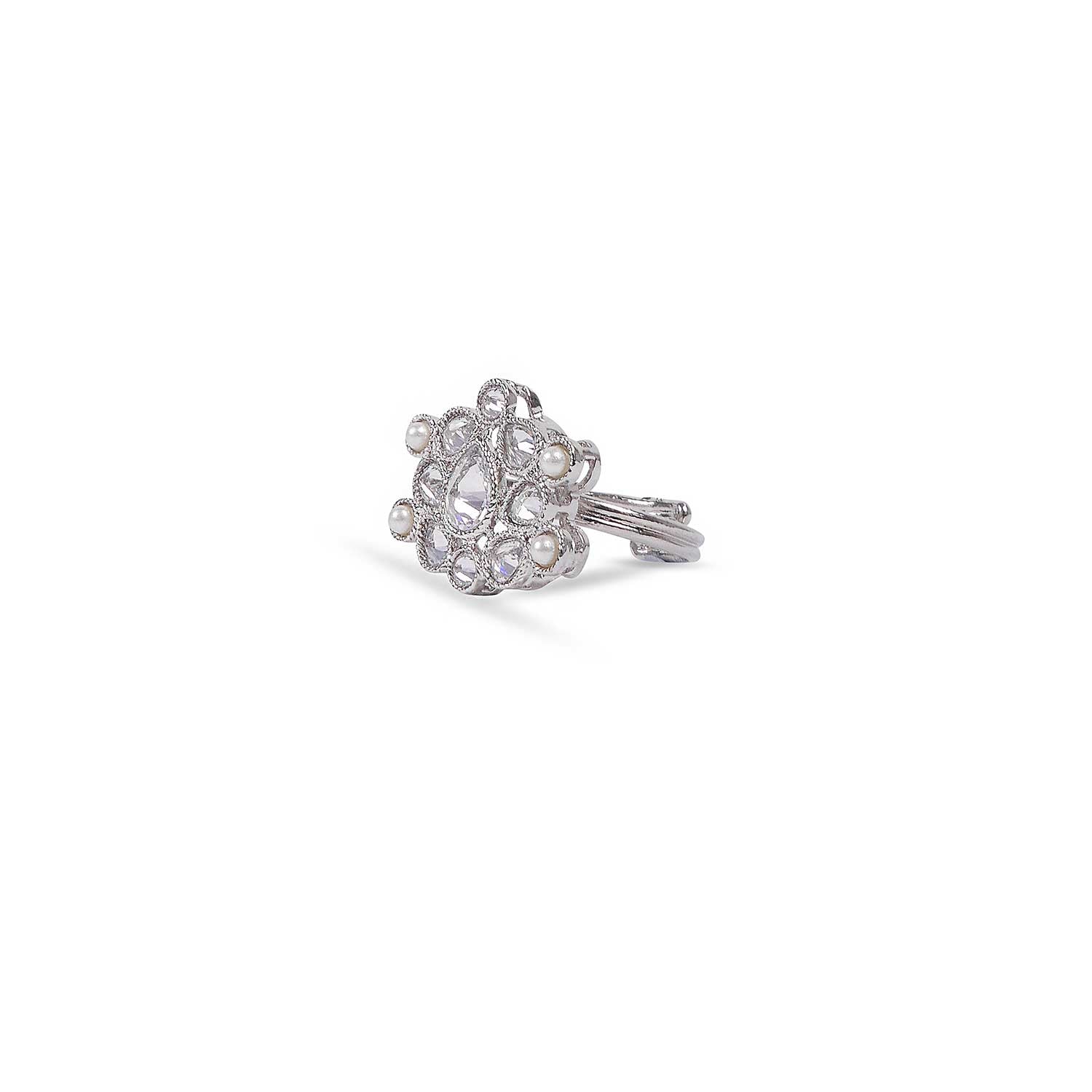 Masoom Ring in Pearl and Rhodium