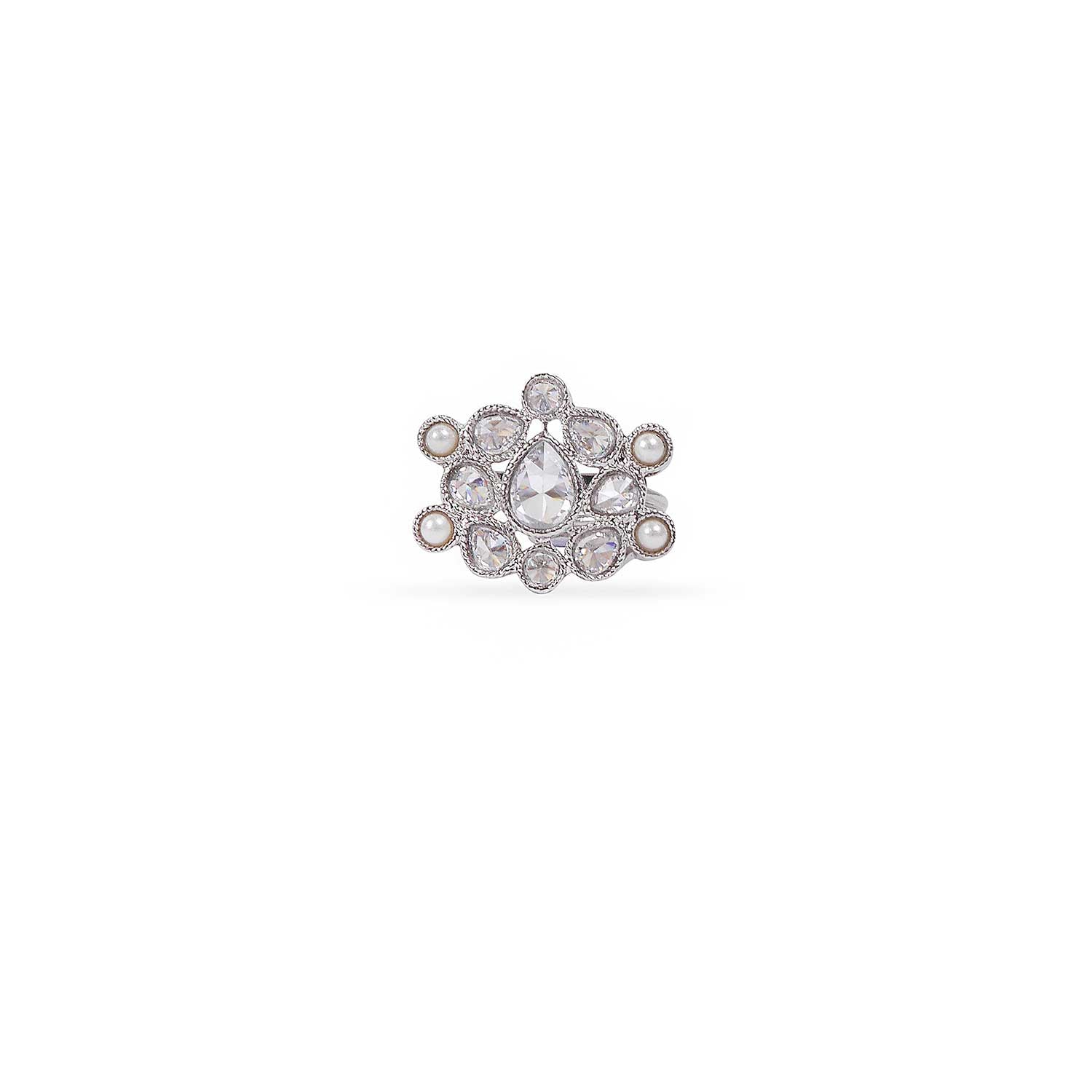 Masoom Ring in Pearl and Rhodium