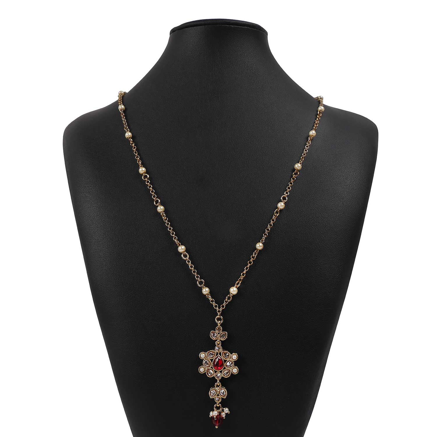 Masoom Pendant Set in Maroon