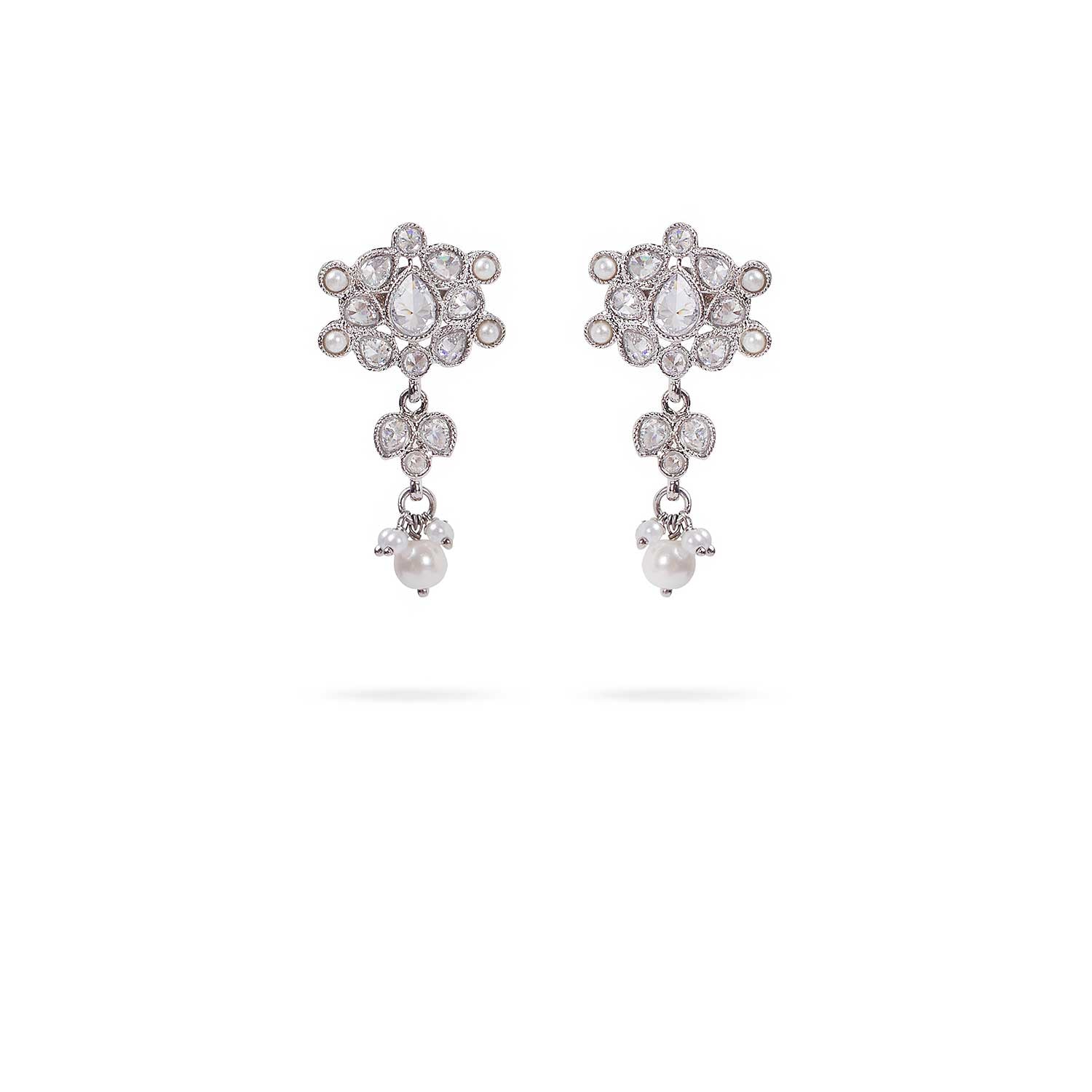 Masoom Pendant Set in Pearl and Rhodium