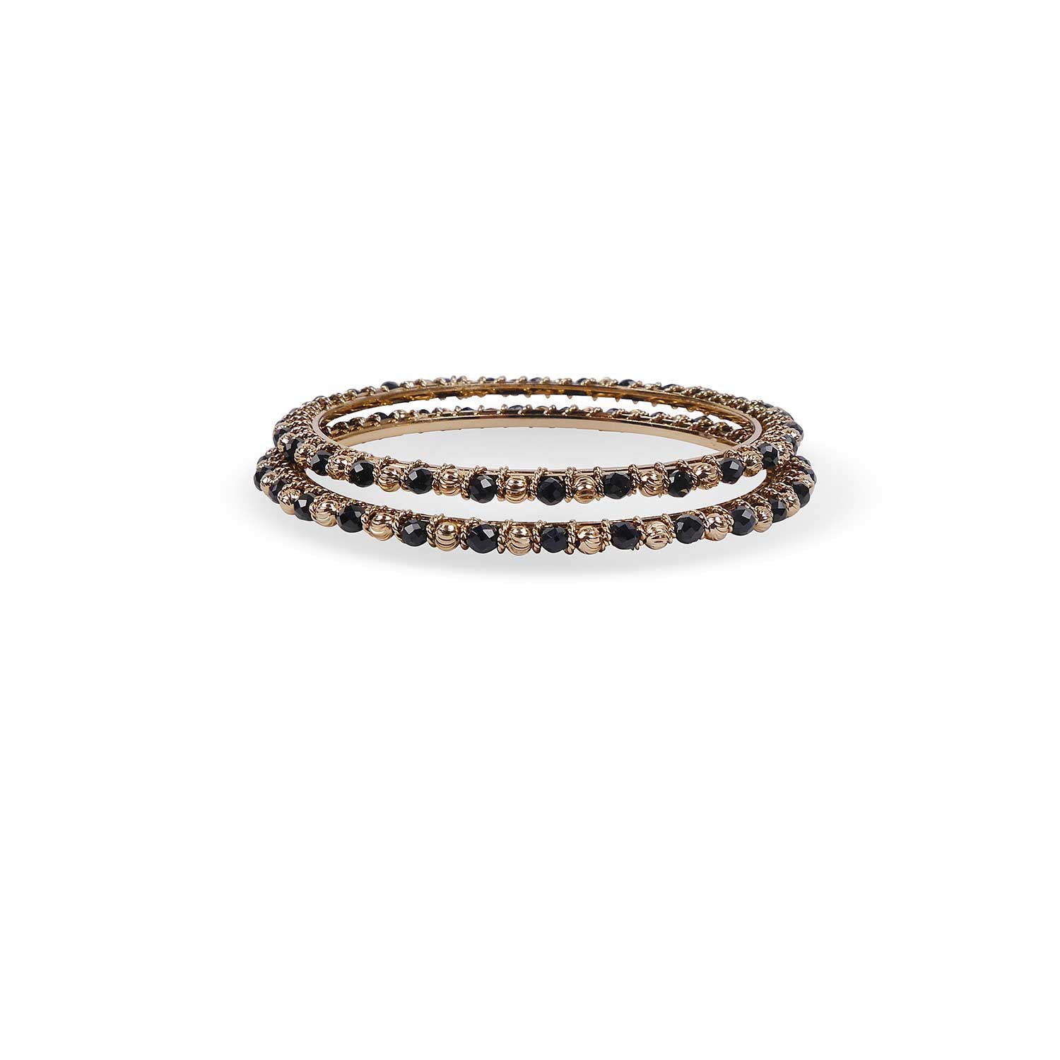 Black Crystal Beaded Bangles