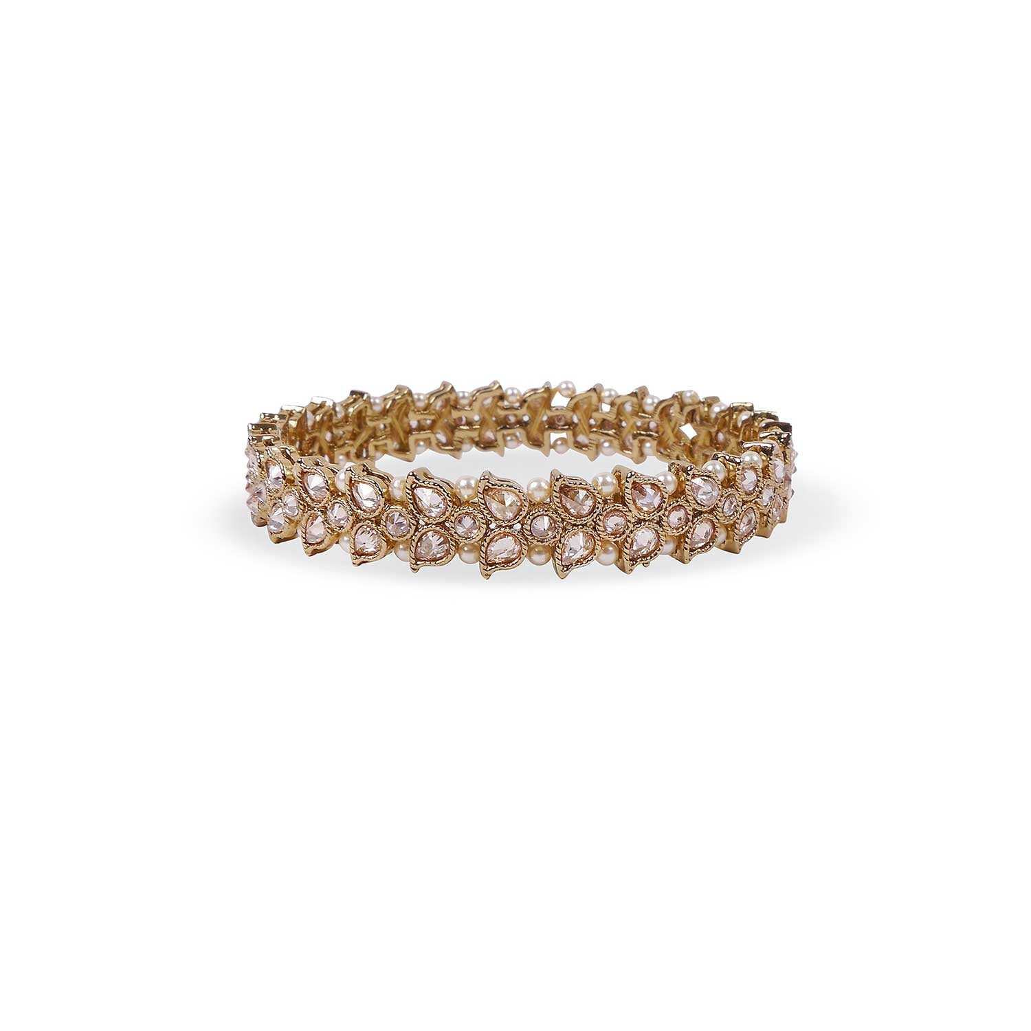 Classic Wide Bangle in Pearl and Antique Gold