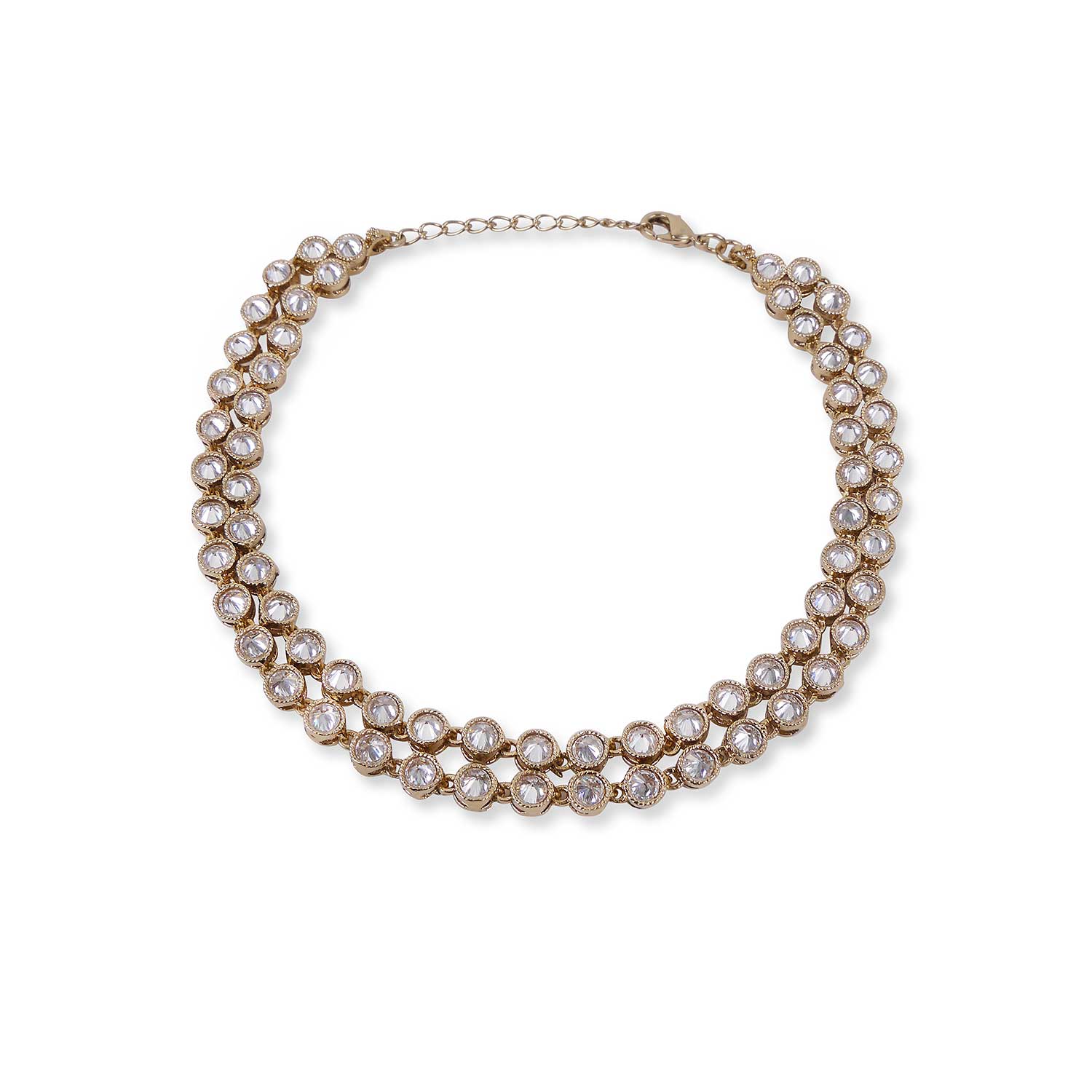 Double Row Crystal Anklet in White