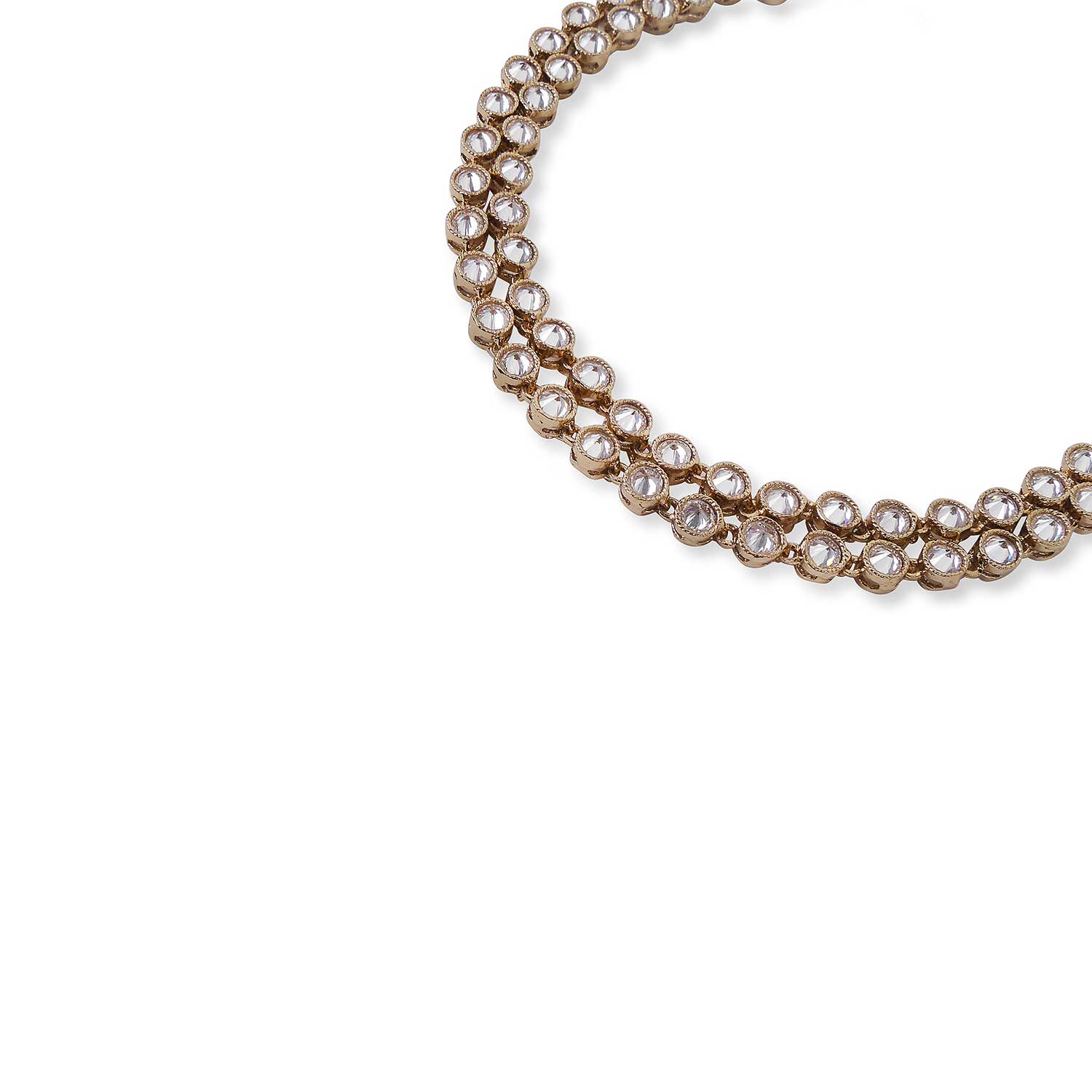 Double Row Crystal Anklet in White