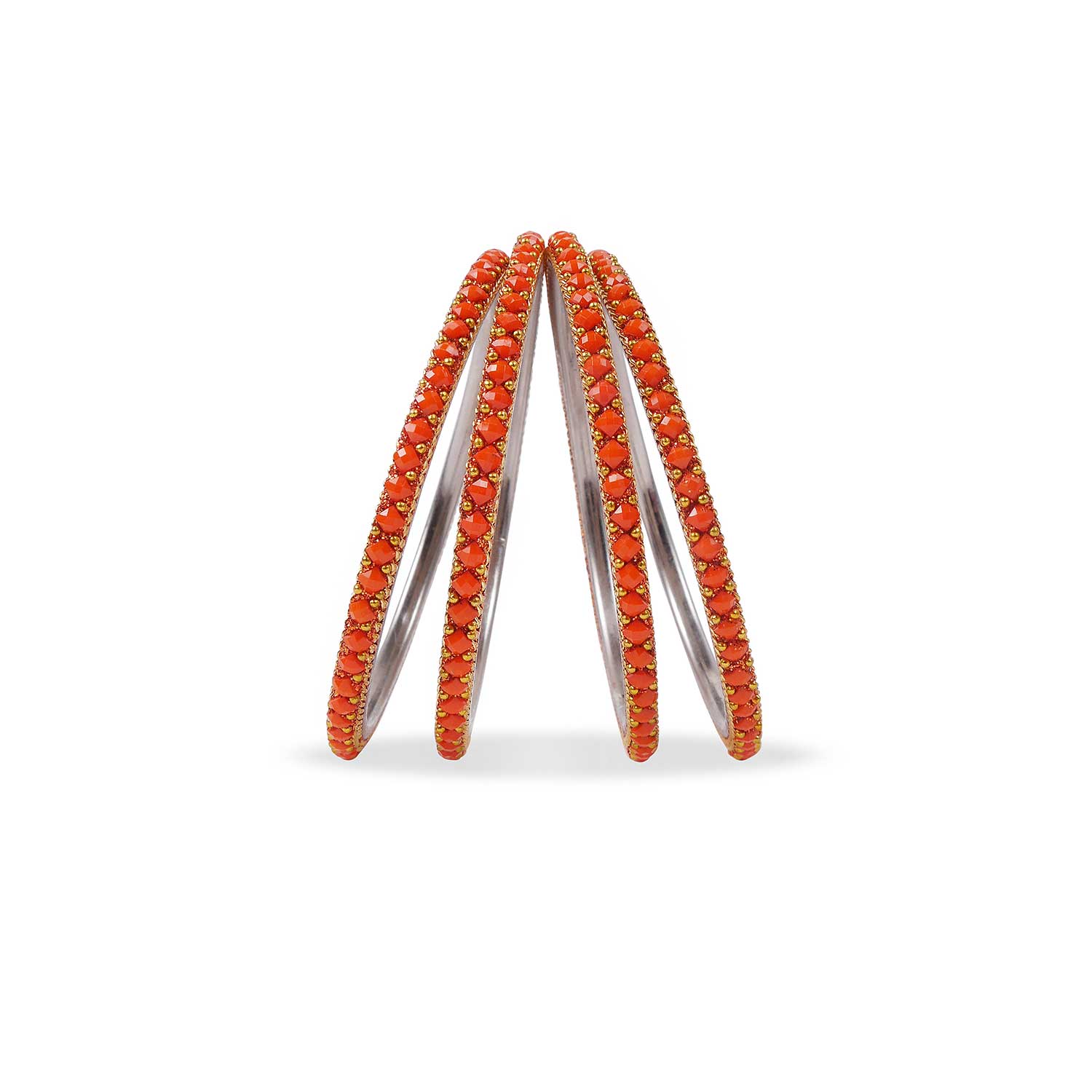 Orange Crystal Lakh Bangles