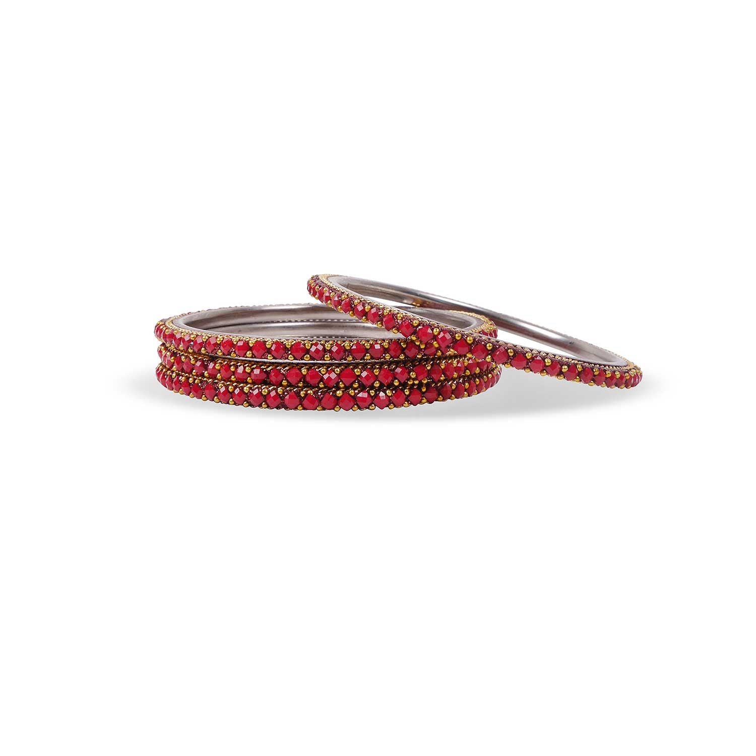 Maroon Crystal Lakh Bangles