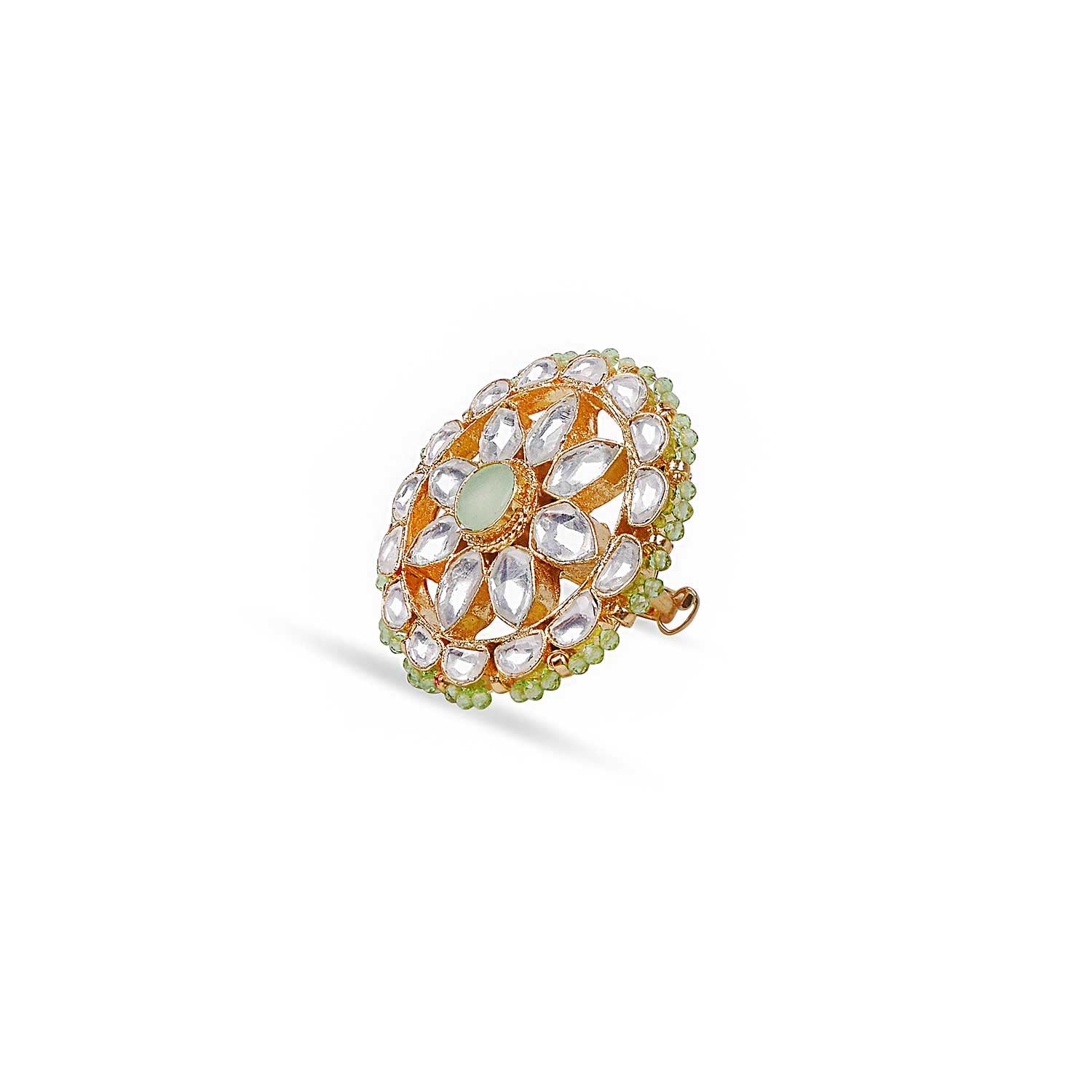 Ayushi Kundan Ring in Mint