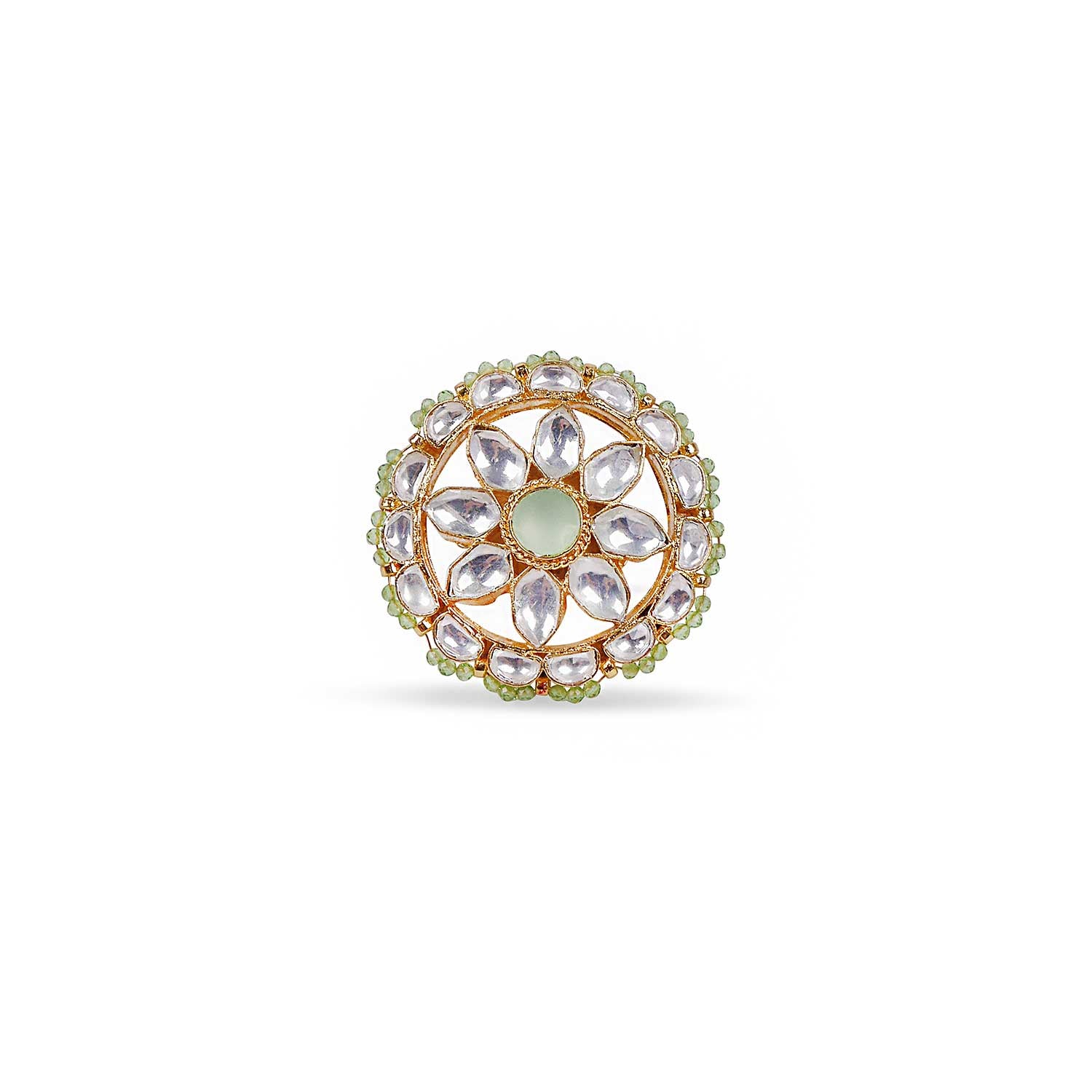 Ayushi Kundan Ring in Mint