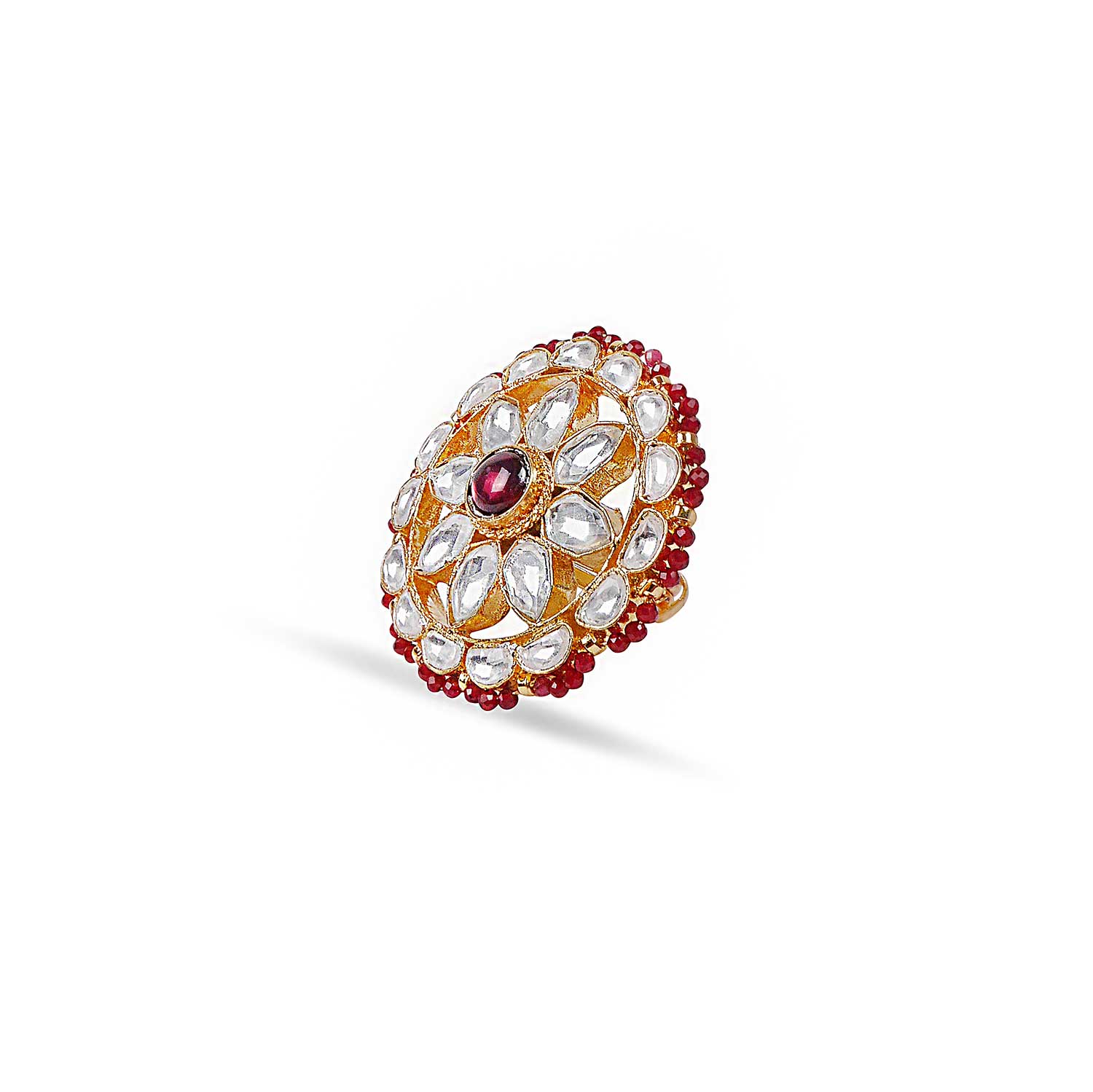 Ayushi Kundan Ring in Maroon