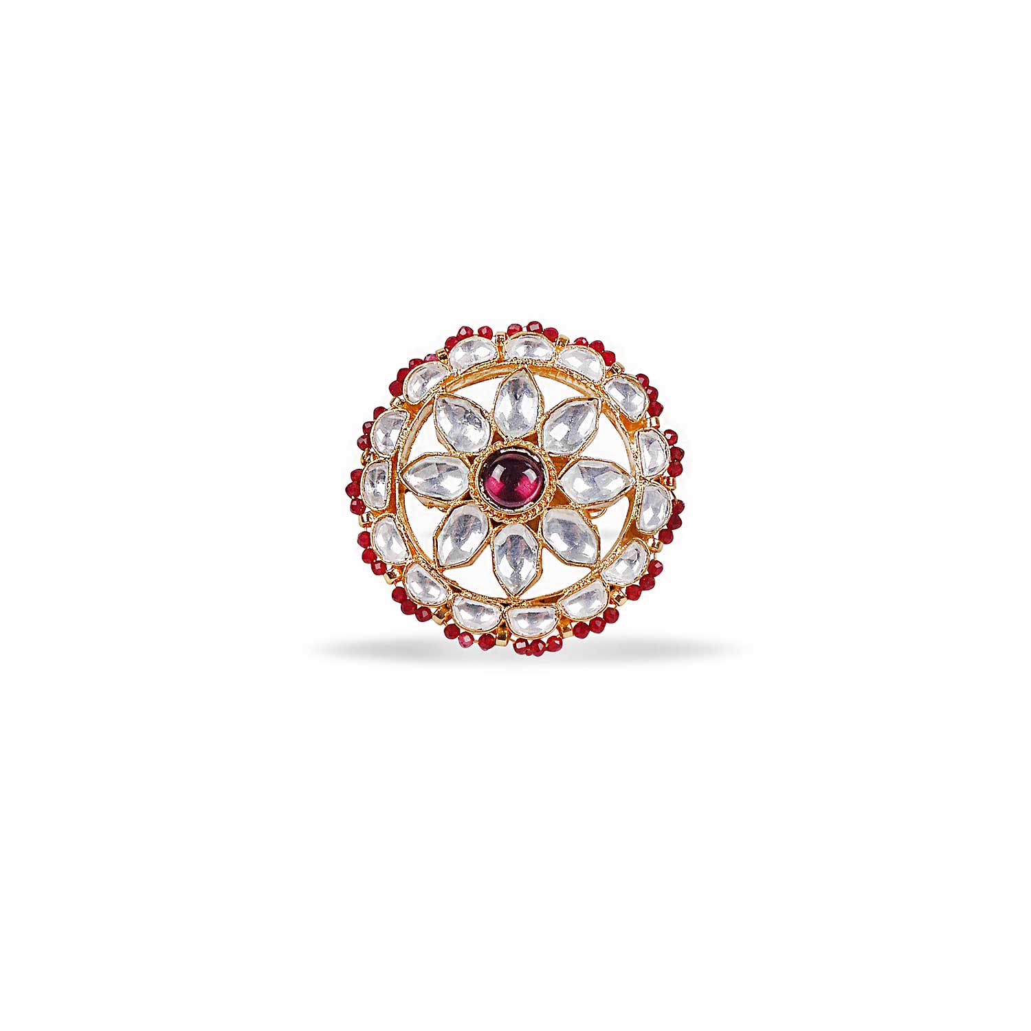 Ayushi Kundan Ring in Maroon