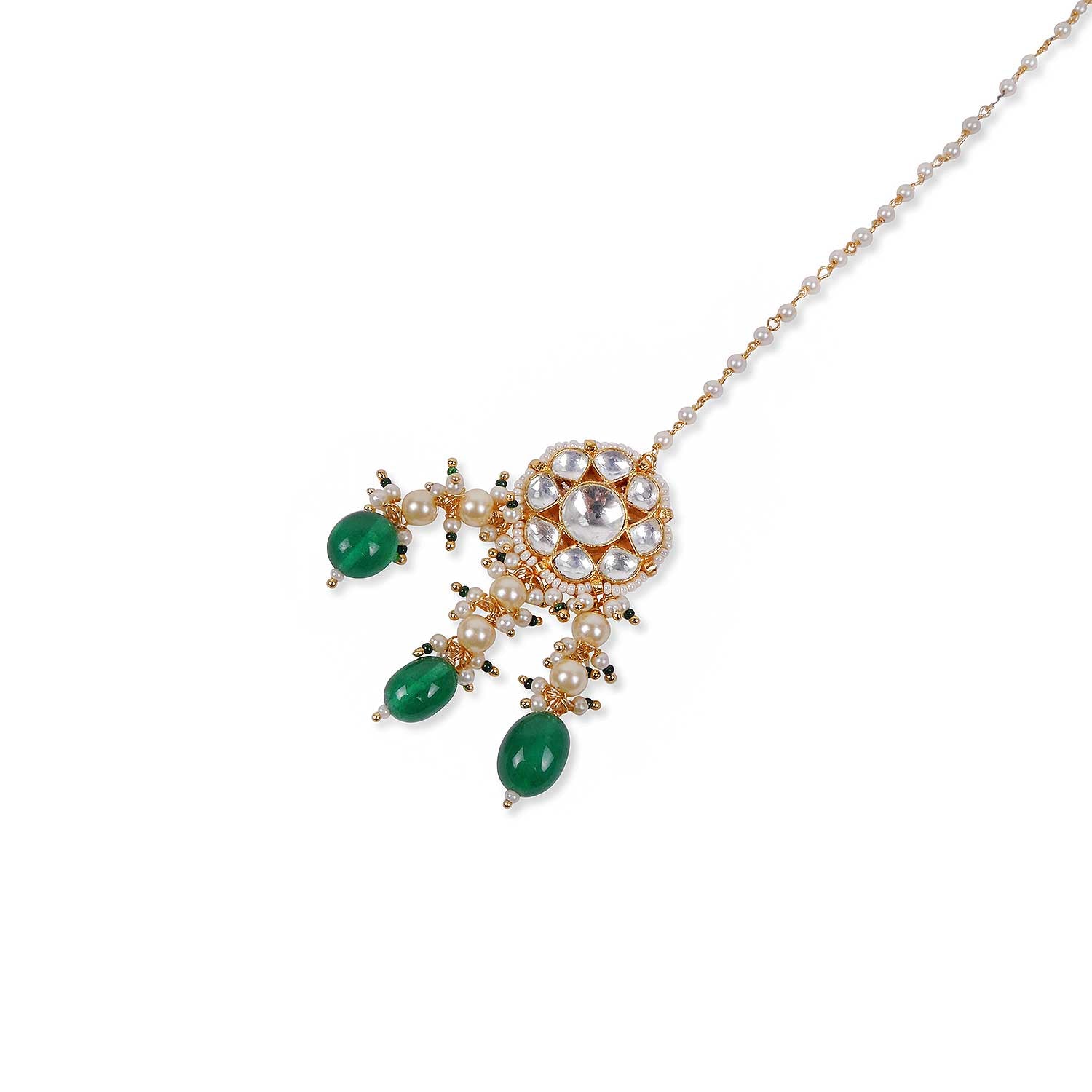 Indrani Kundan Tikka in Green