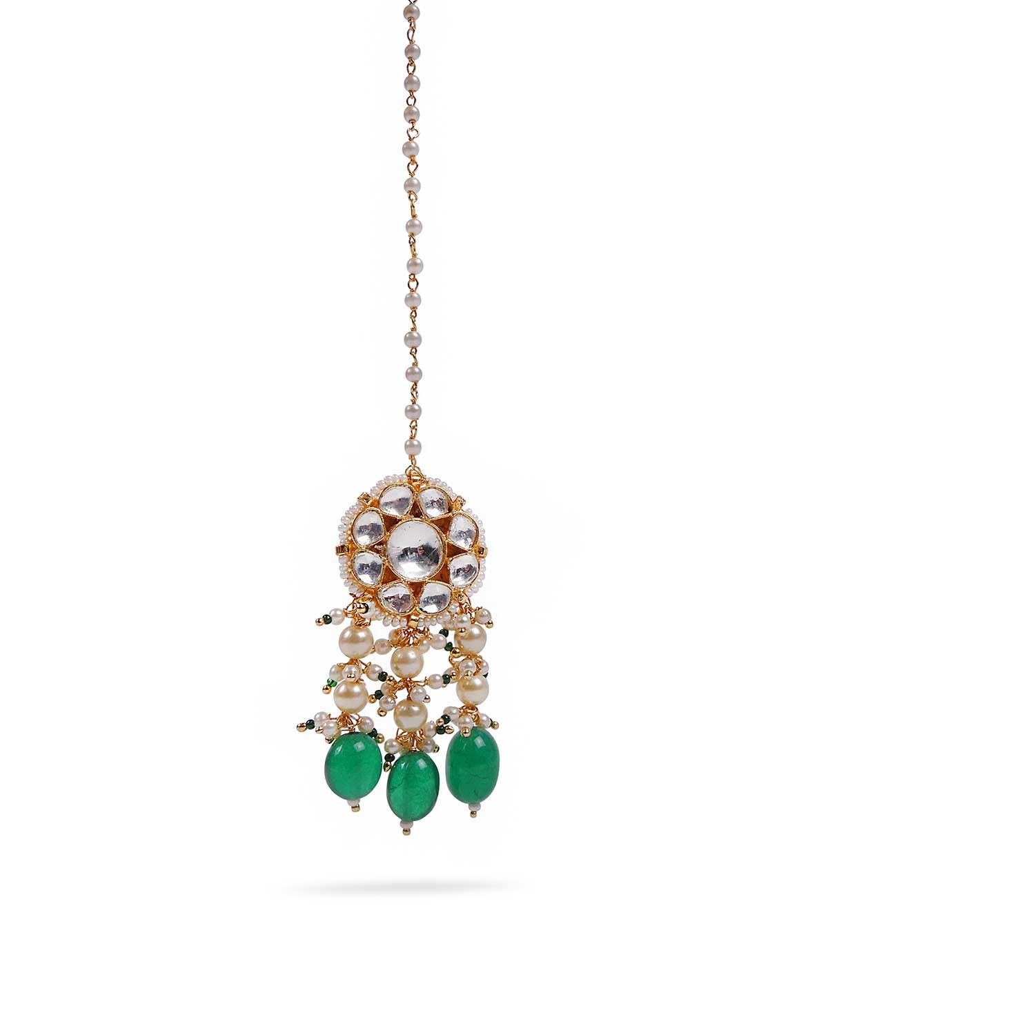 Indrani Kundan Tikka in Green