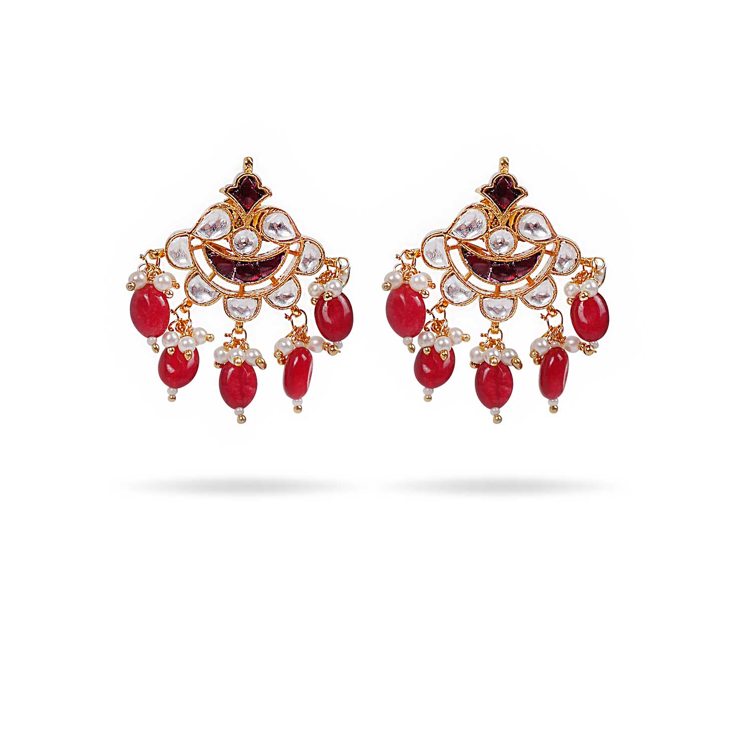 Lalita Kundan Earrings in Maroon
