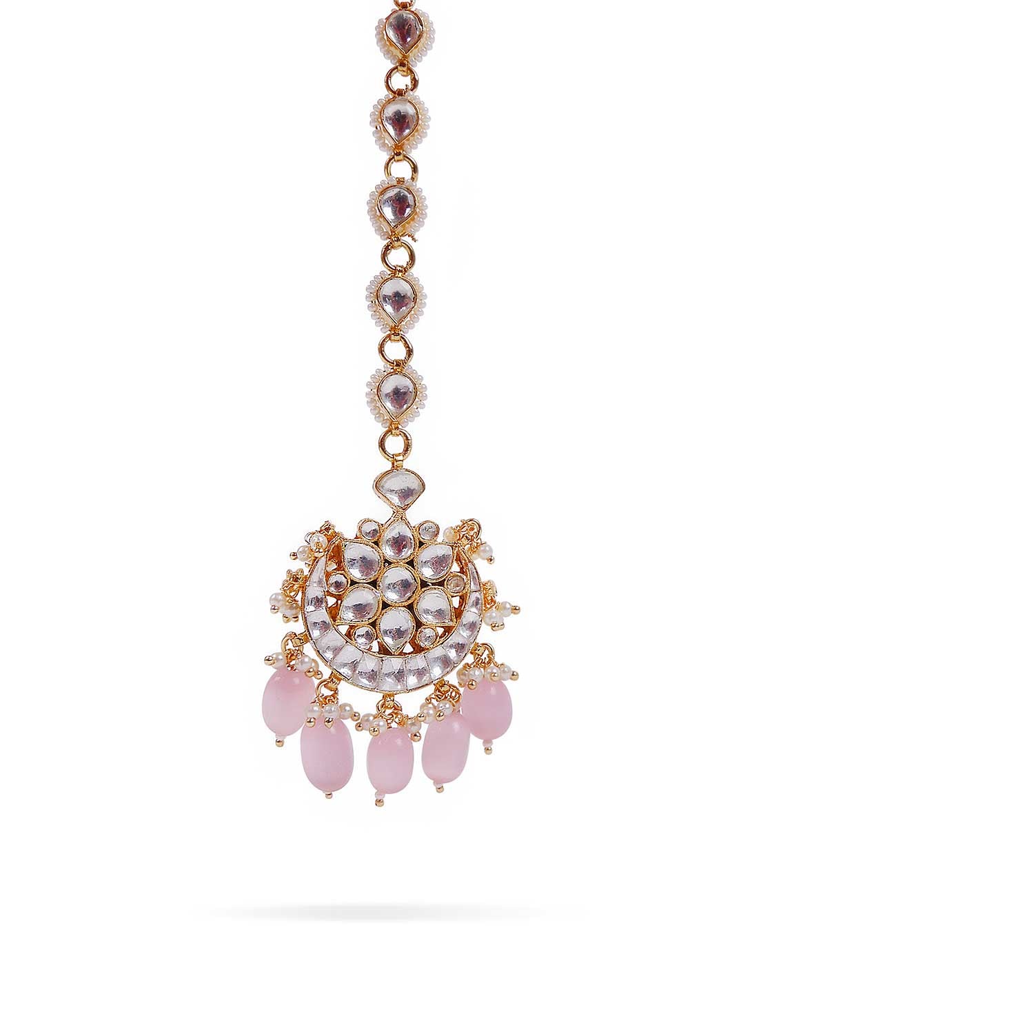 Purnima Kundan Tikka in Light Pink
