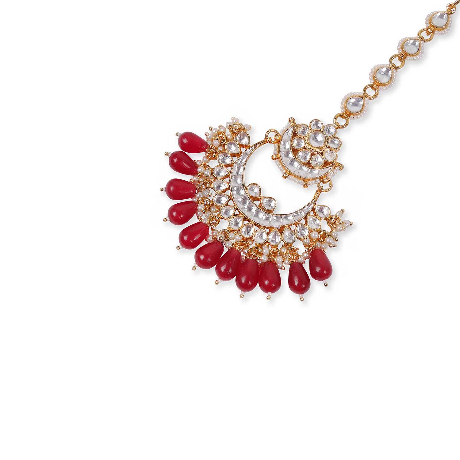 Livani Kundan Tikka in Maroon