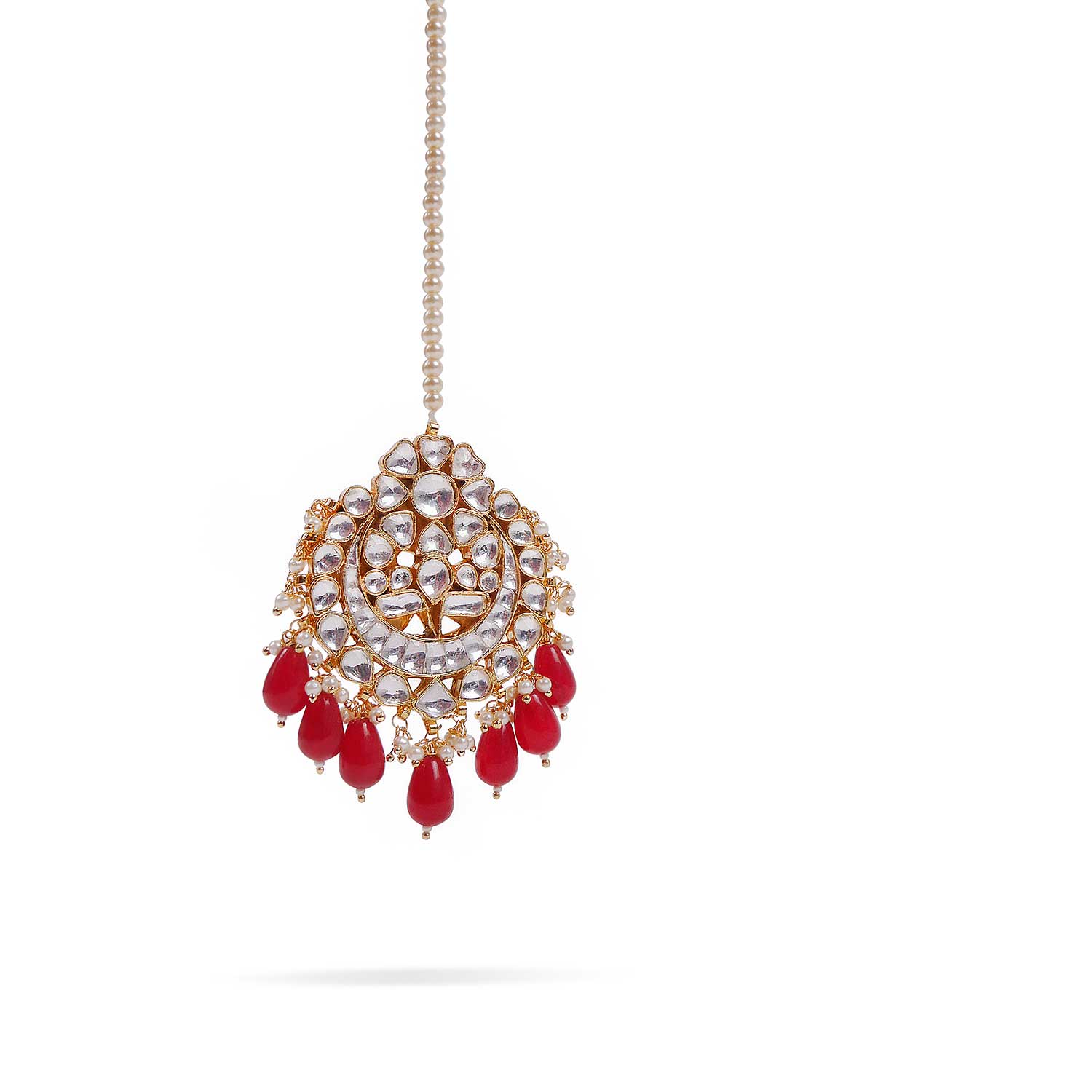Sayona Kundan Tikka in Maroon