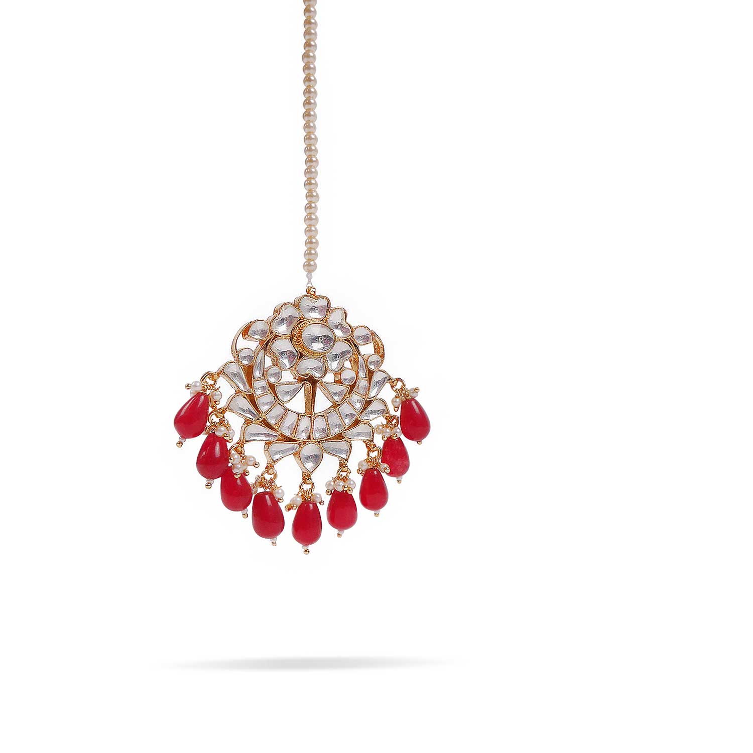 Nivah Kundan Tikka in Maroon