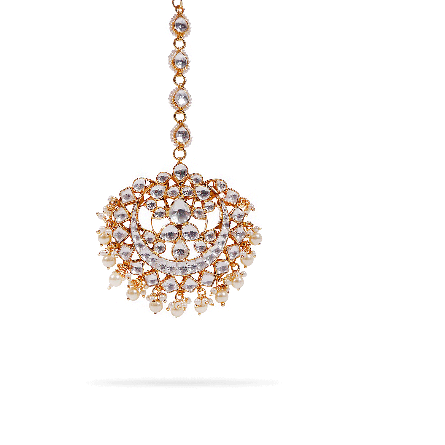 Arnika Kundan Maang Tikka in Pearl
