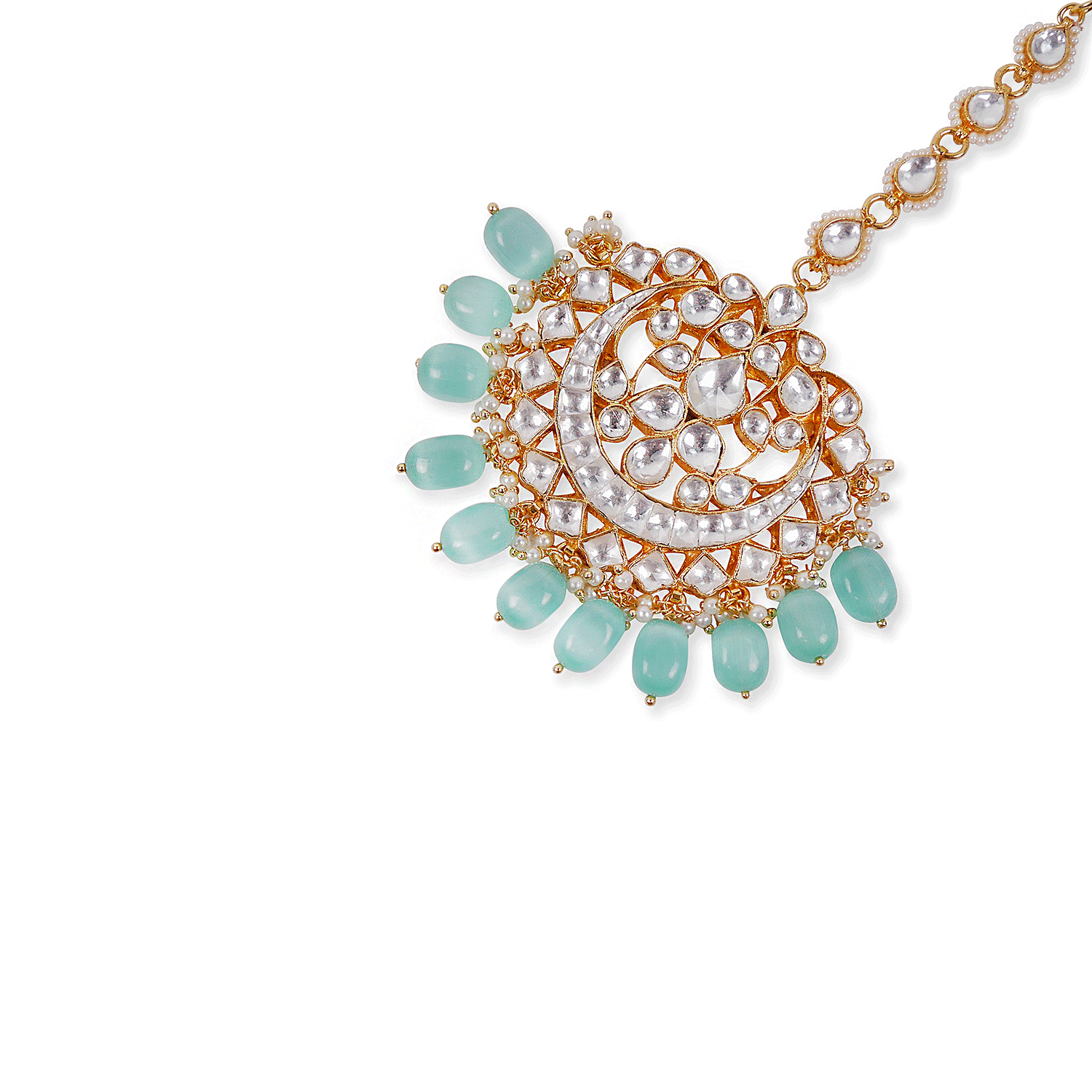 Arnika Kundan Maang Tikka in Mint