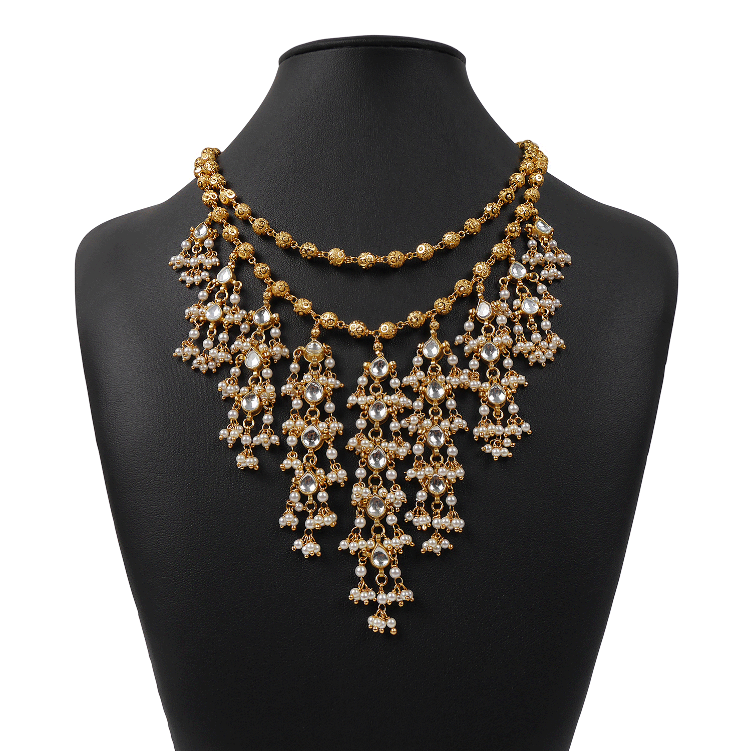 Kavni Kundan and Pearl Necklace Set