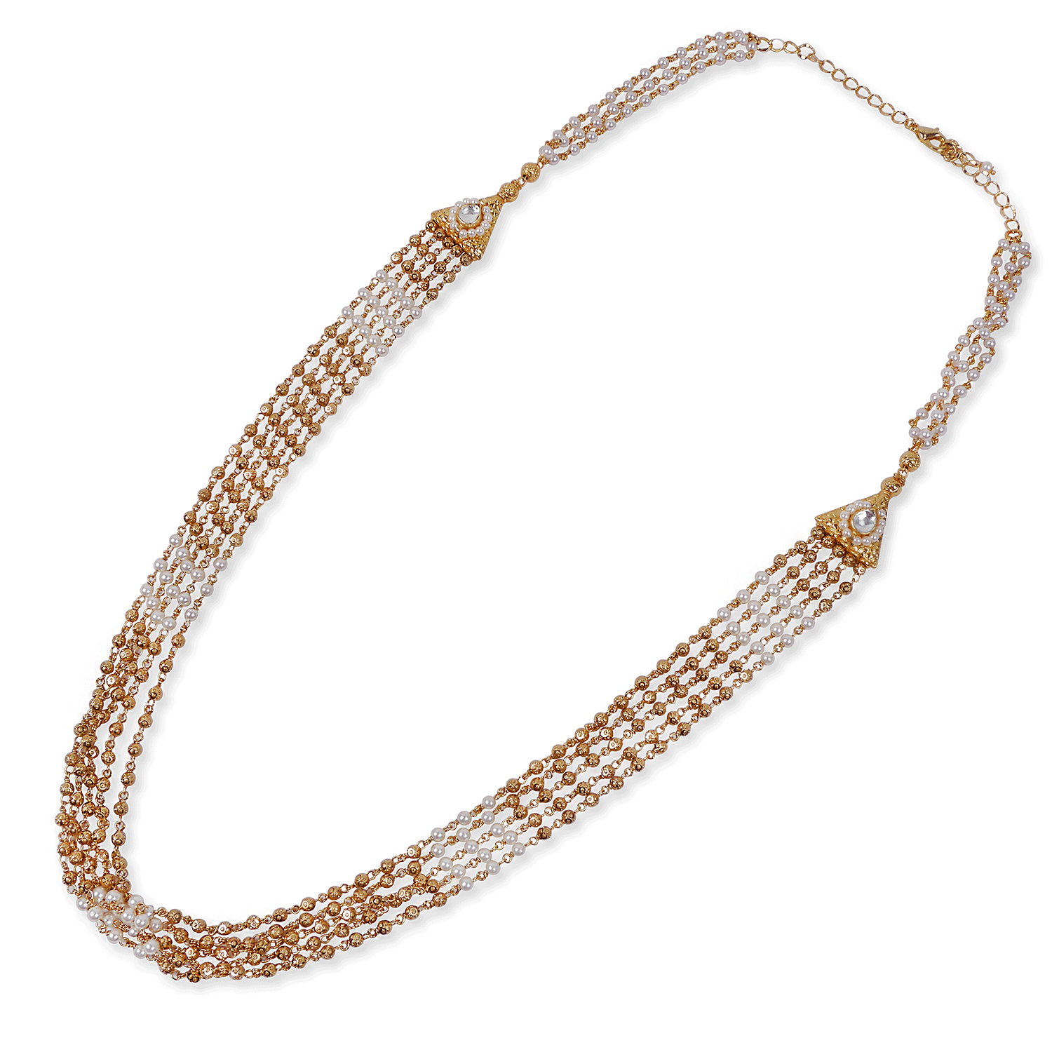 Layered Gold and Pearl Kundan Necklace