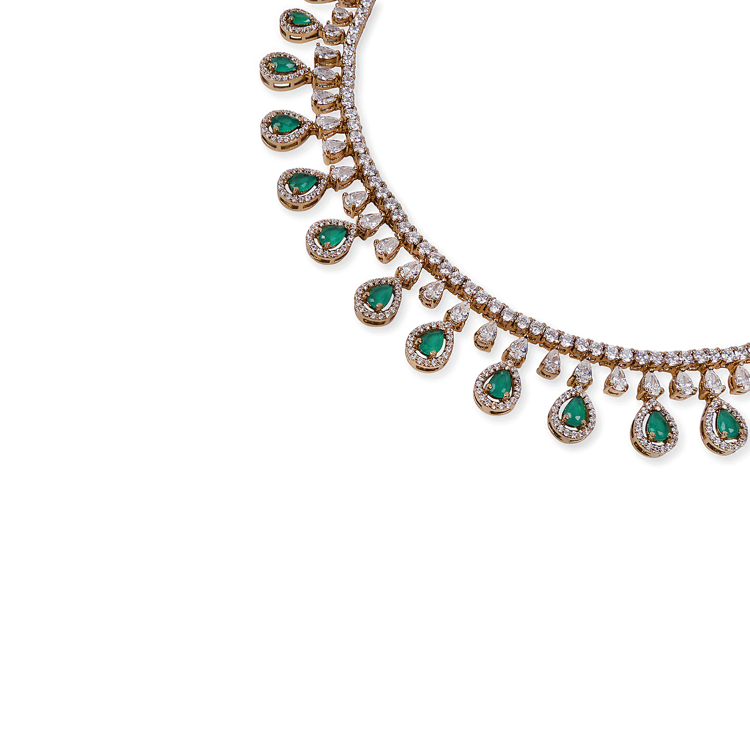 Teardrop Cubic Zirconia Necklace Set in Green