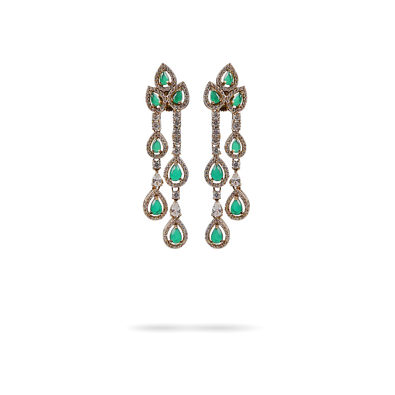 Teardrop Cubic Zirconia Necklace Set in Green