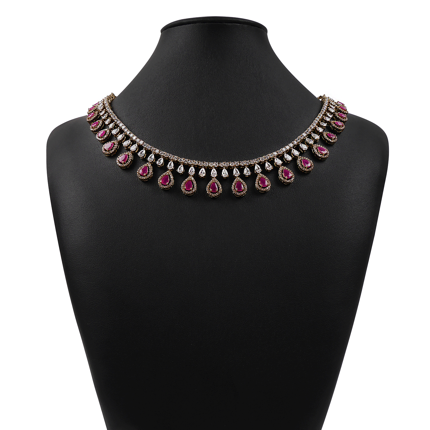 Teardrop Cubic Zirconia Necklace Set in Ruby