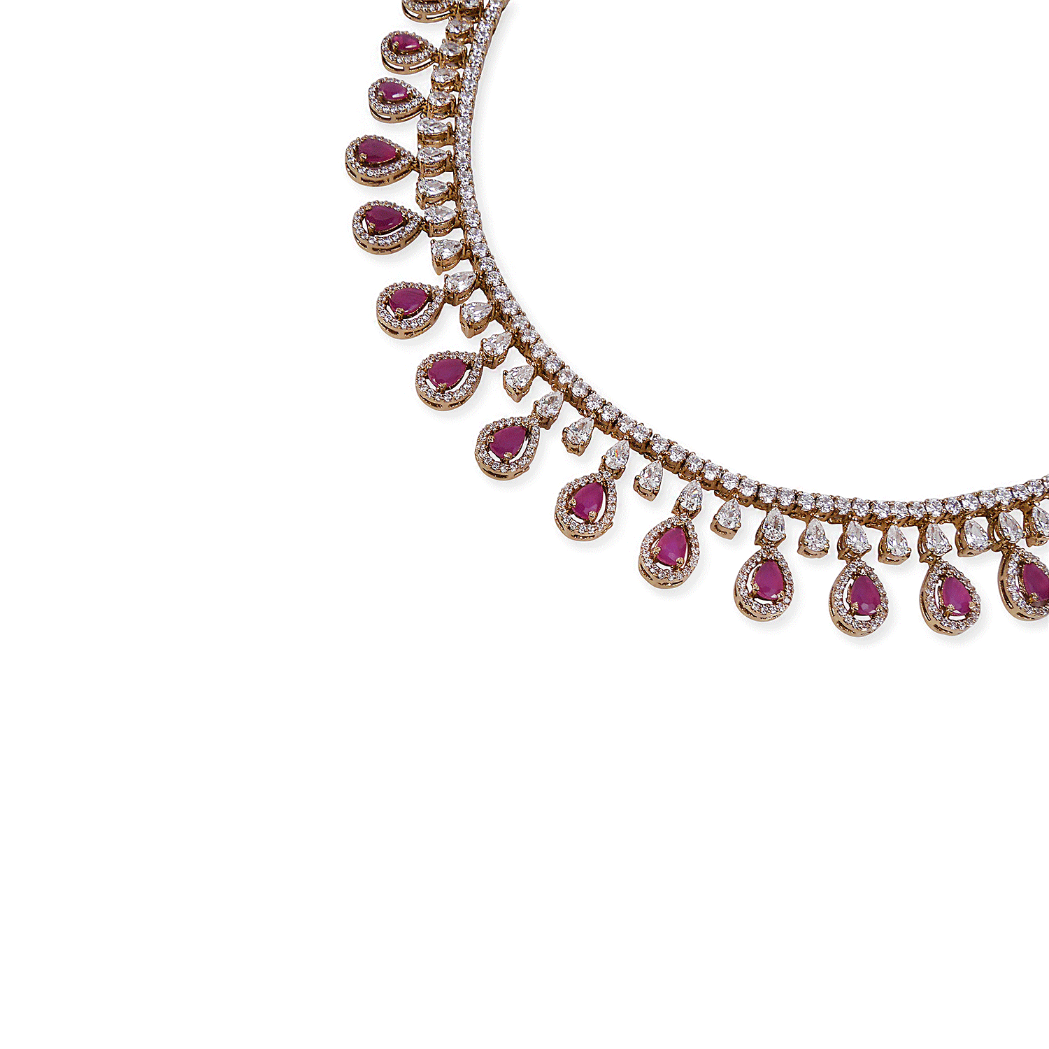 Teardrop Cubic Zirconia Necklace Set in Ruby