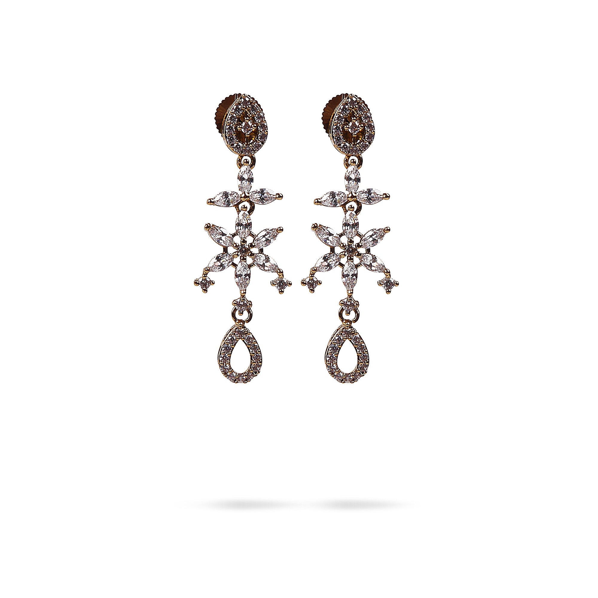 Eliza Teardrop Cubic Zirconia Necklace Set in Antique Gold