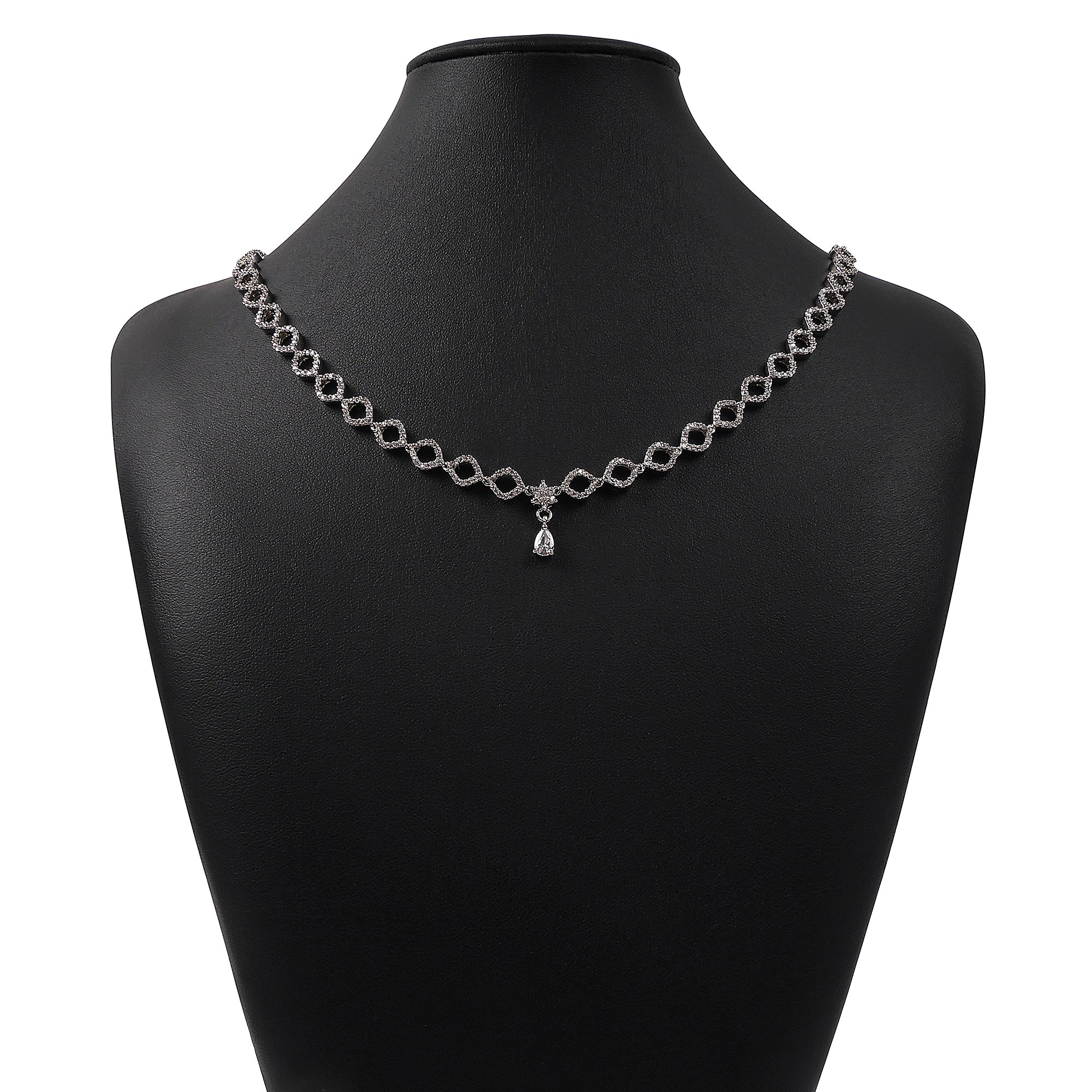 Esme Cubic Zirconia Necklace Set in Rhodium