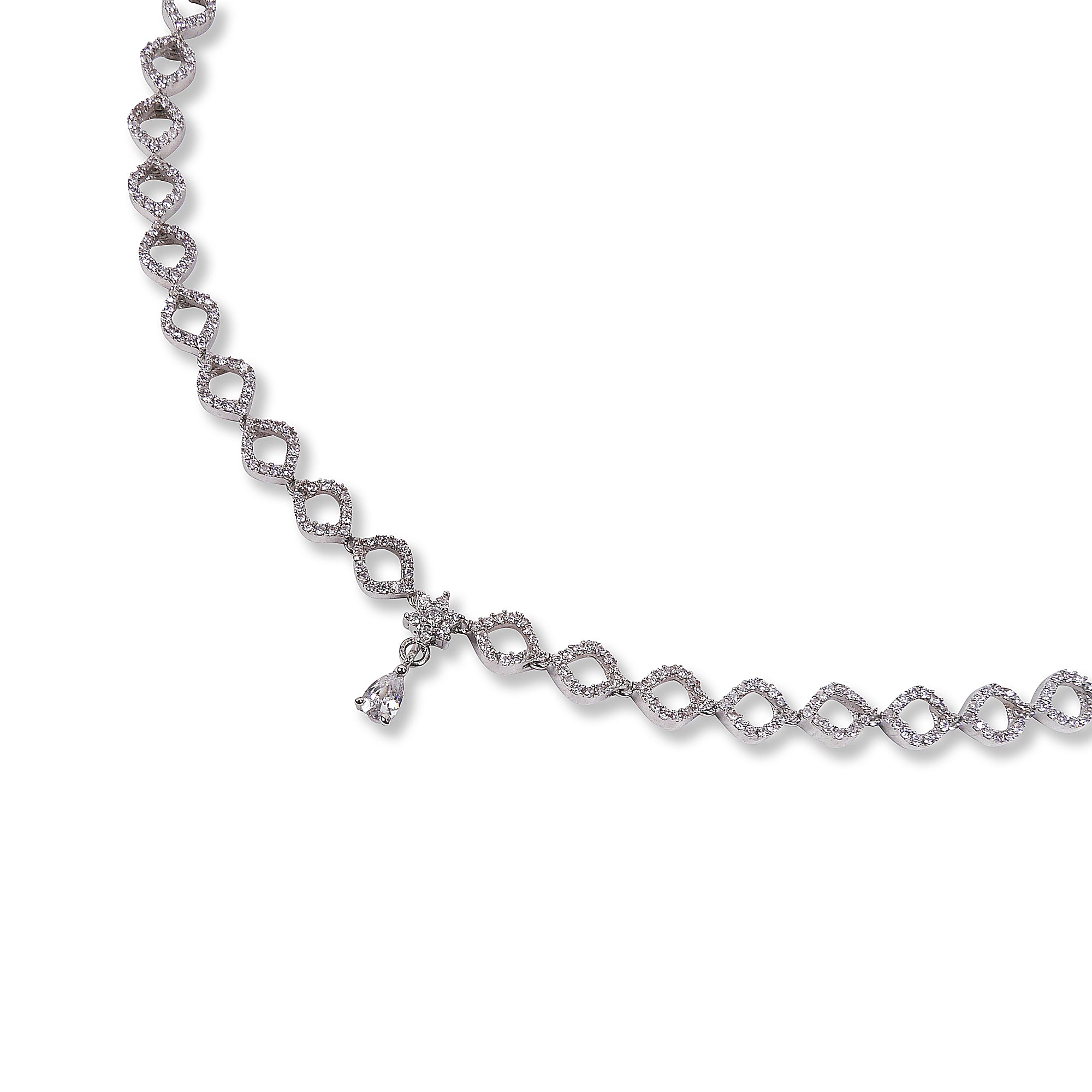 Esme Cubic Zirconia Necklace Set in Rhodium