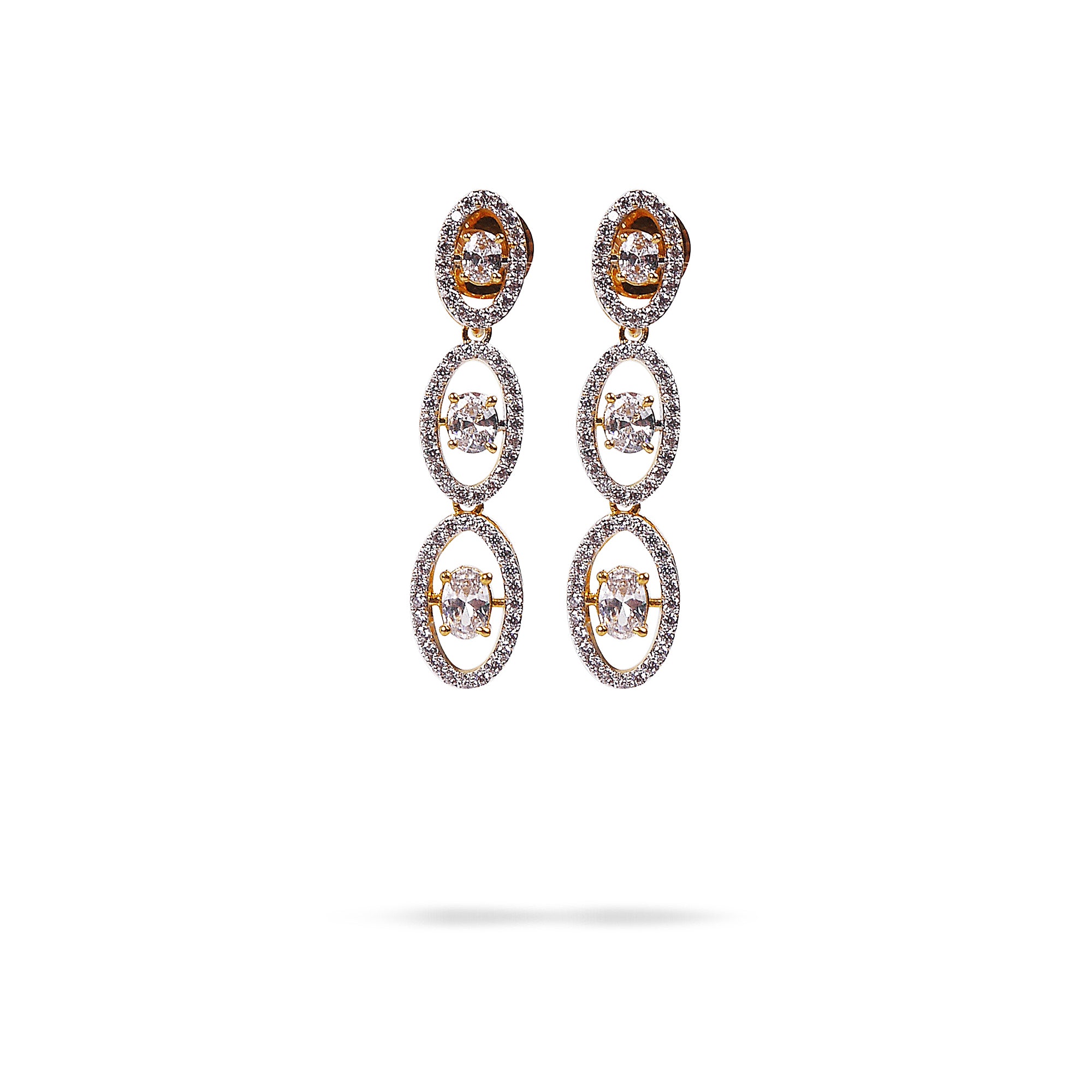 Ada Oval Cubic Zirconia Long Necklace Set in White