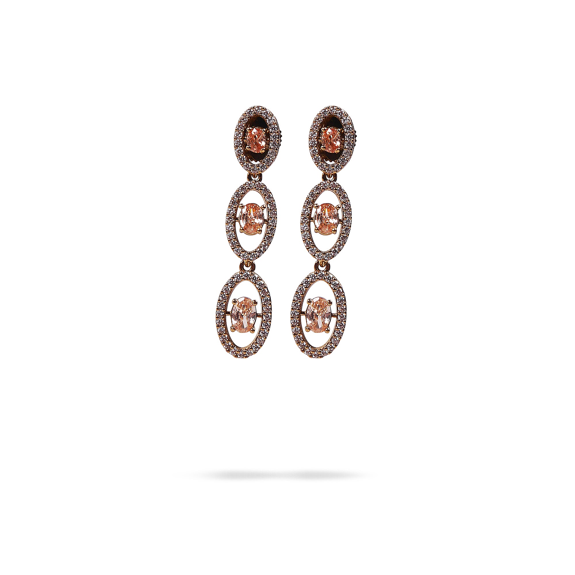 Ada Oval Cubic Zirconia Long Necklace Set in Light Topaz