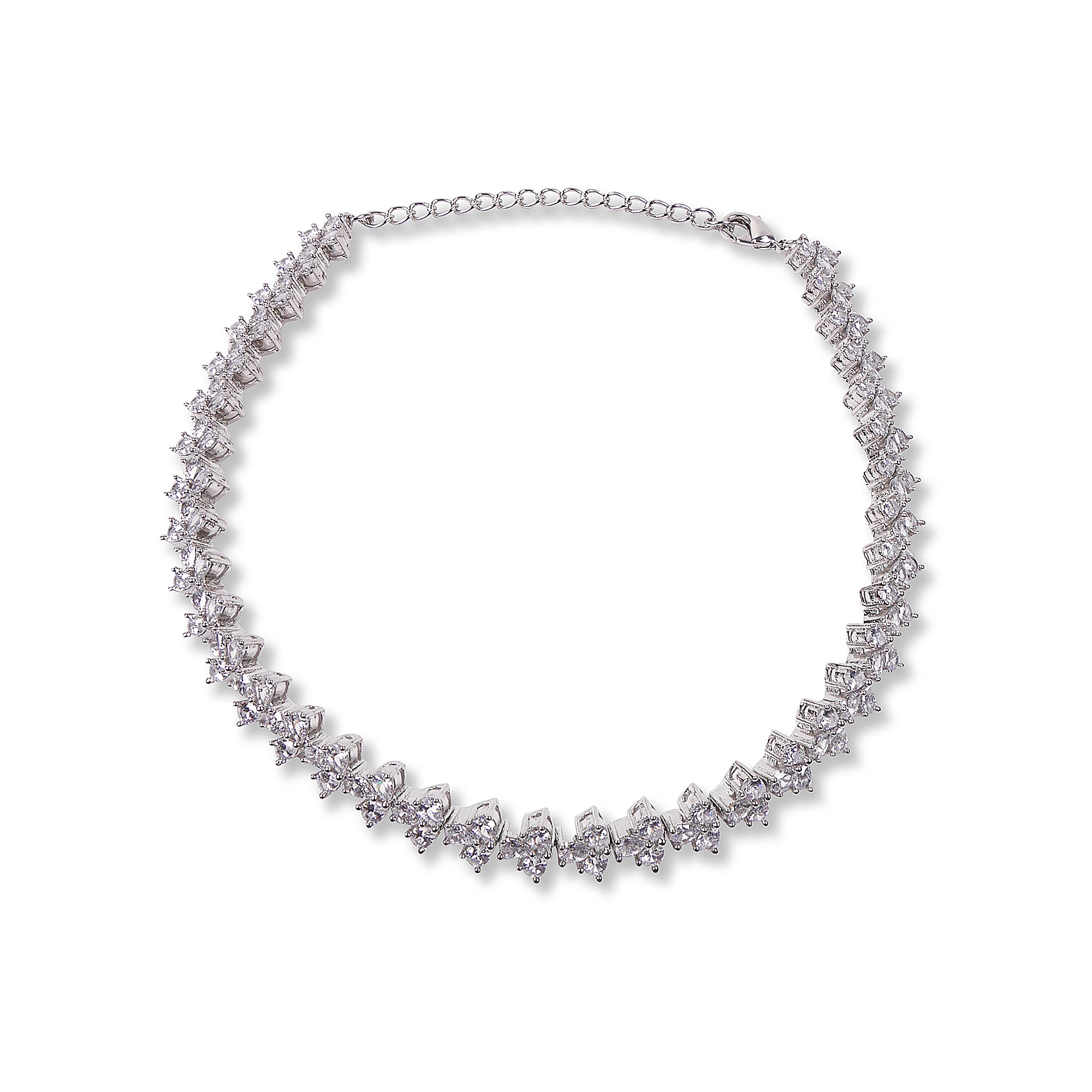 Edith Cubic Zirconia Anklet in Rhodium