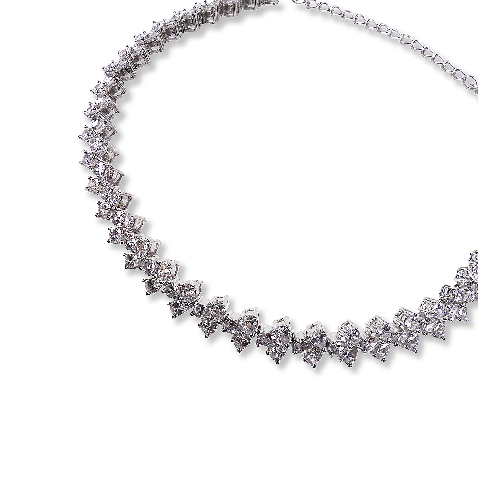 Edith Cubic Zirconia Anklet in Rhodium