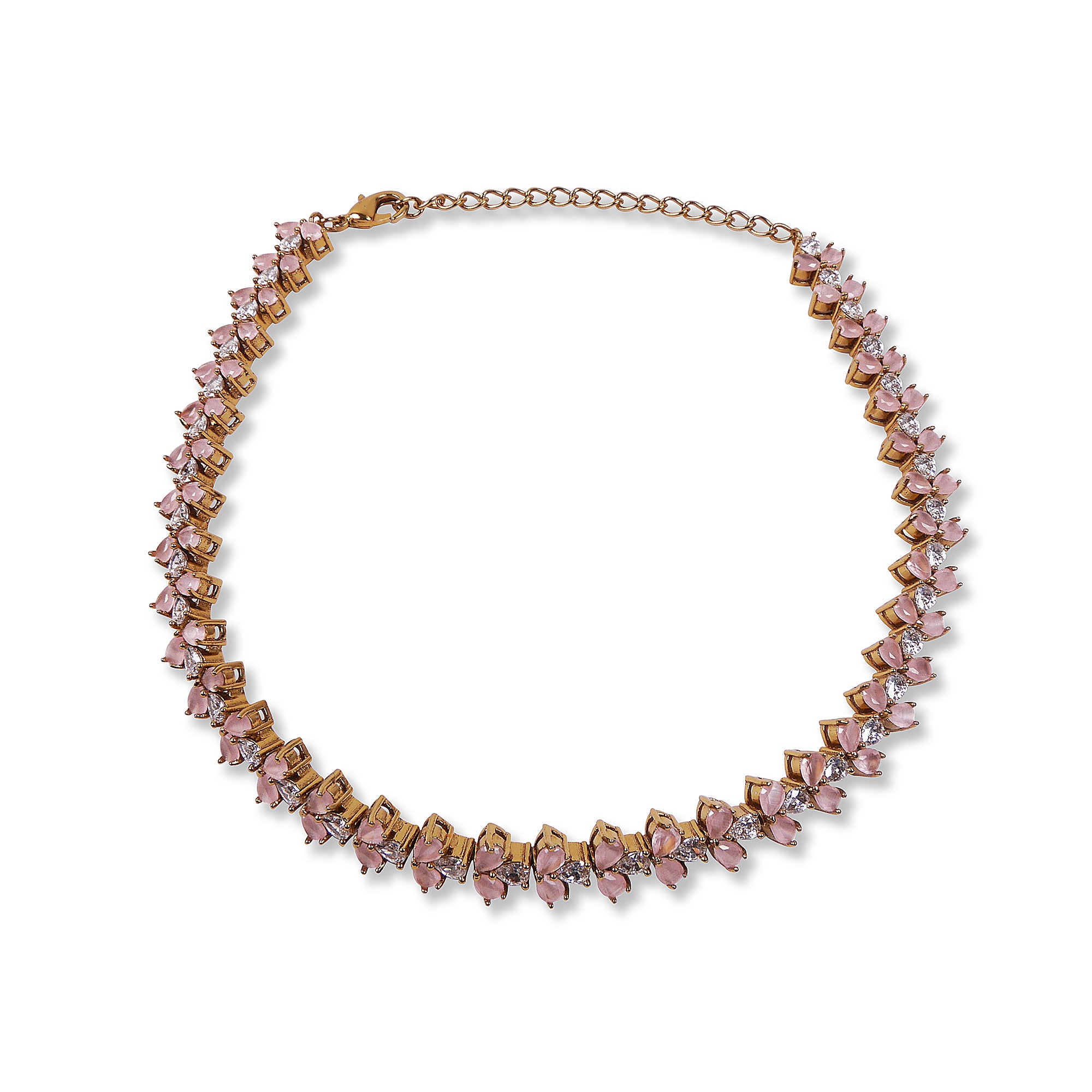 Edith Cubic Zirconia Anklet in Light Pink