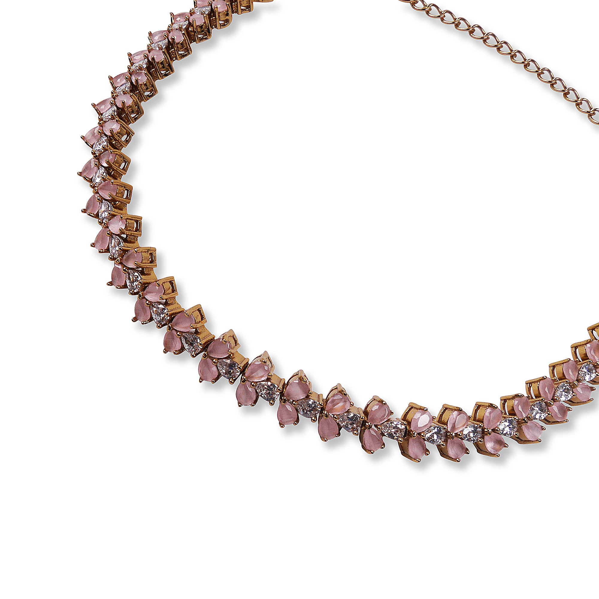 Edith Cubic Zirconia Anklet in Light Pink