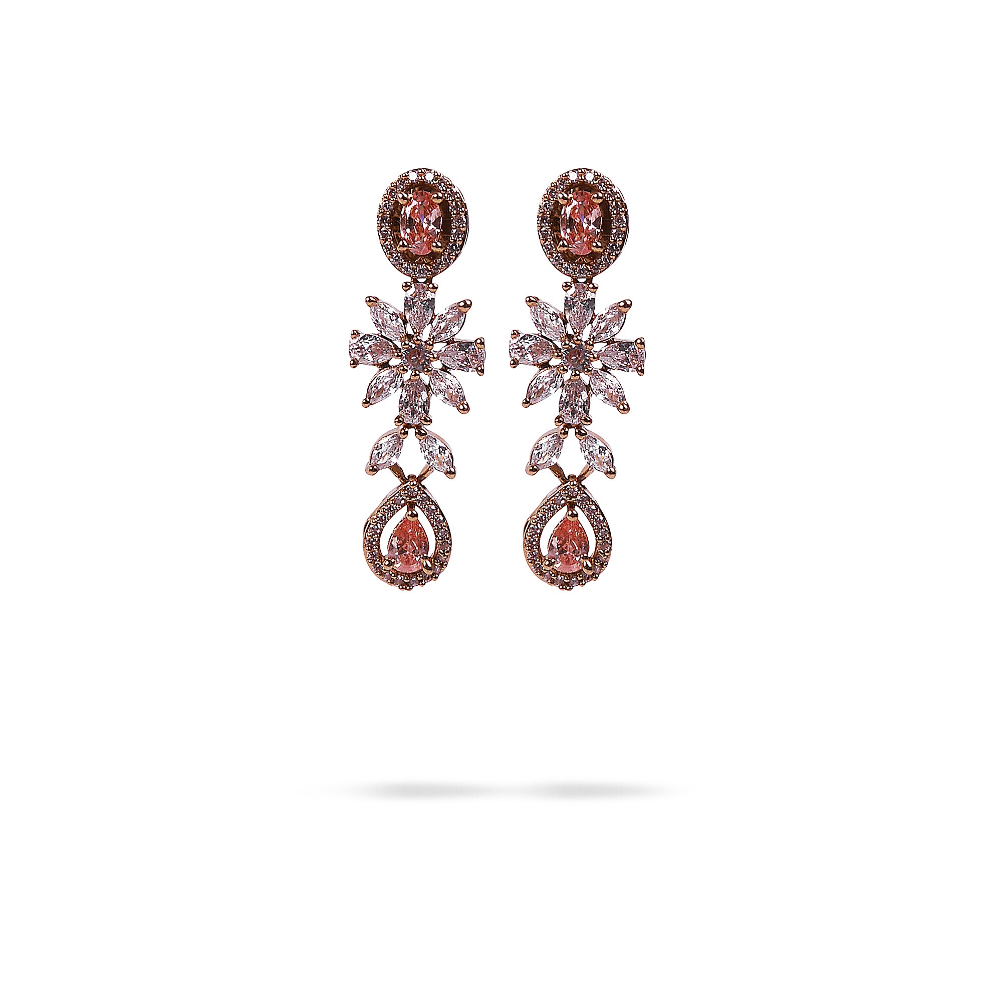 Floral Cubic Zirconia Earrings in Topaz