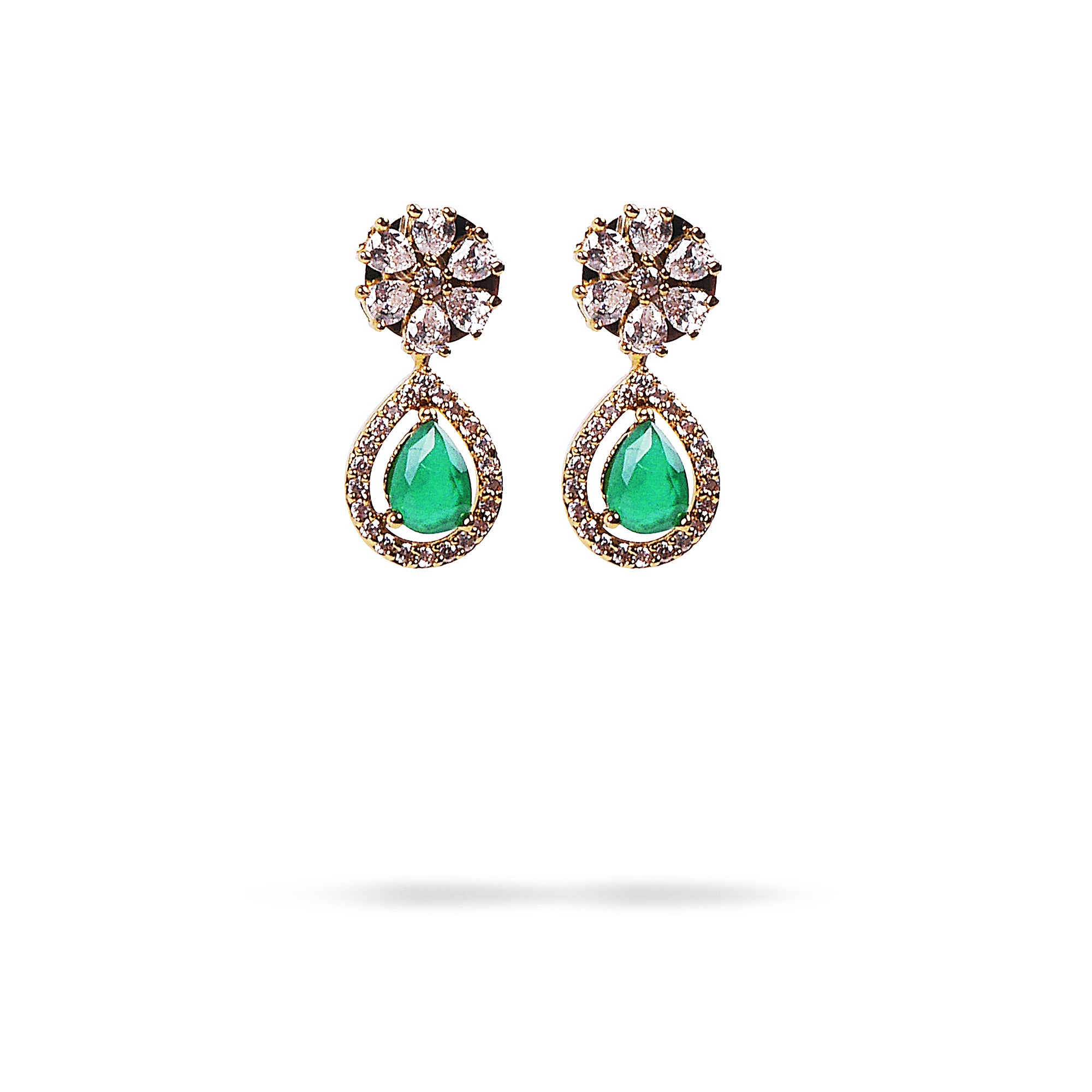 Bijou Cubic Zirconia Earrings in Green