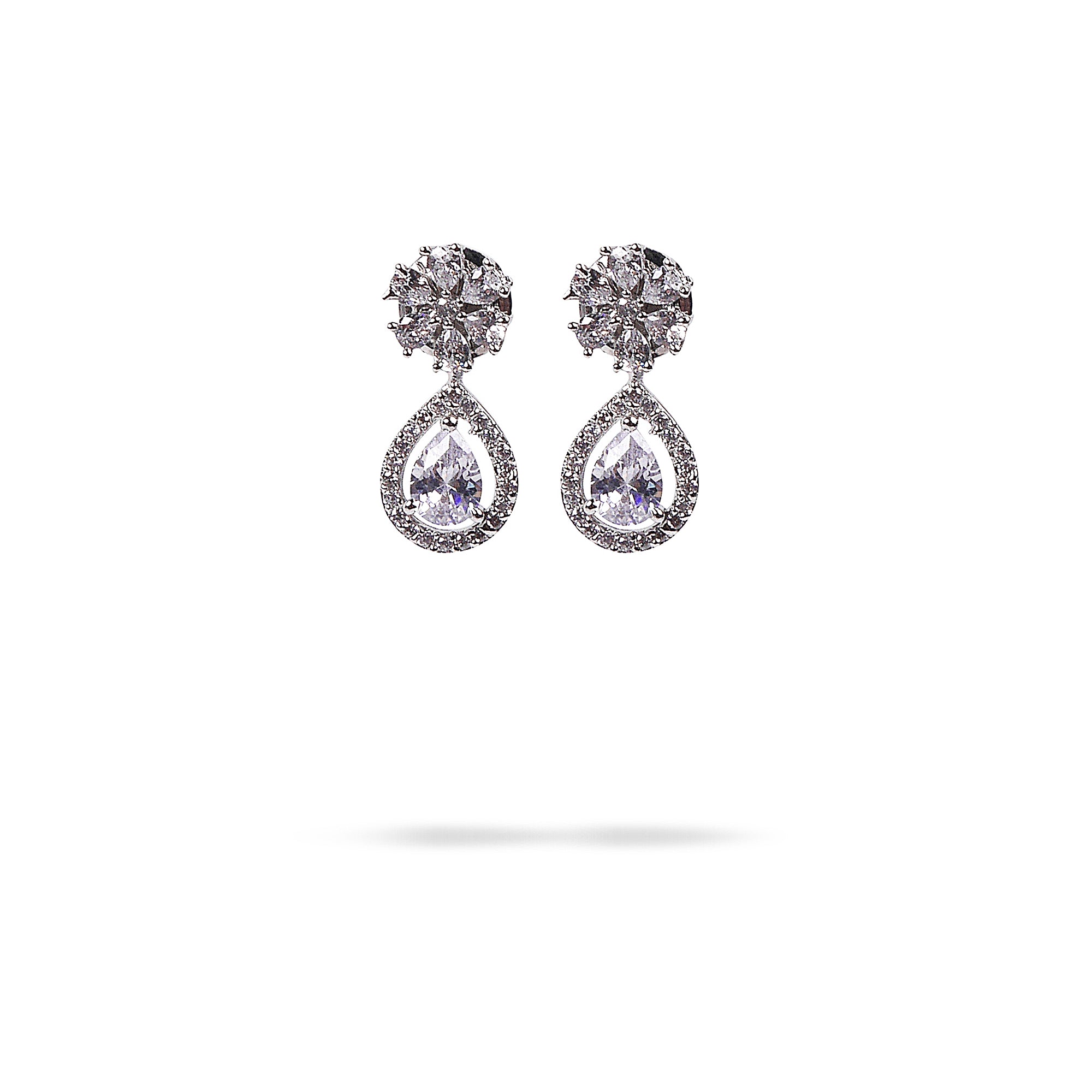 Bijou Cubic Zirconia Earrings in Rhodium