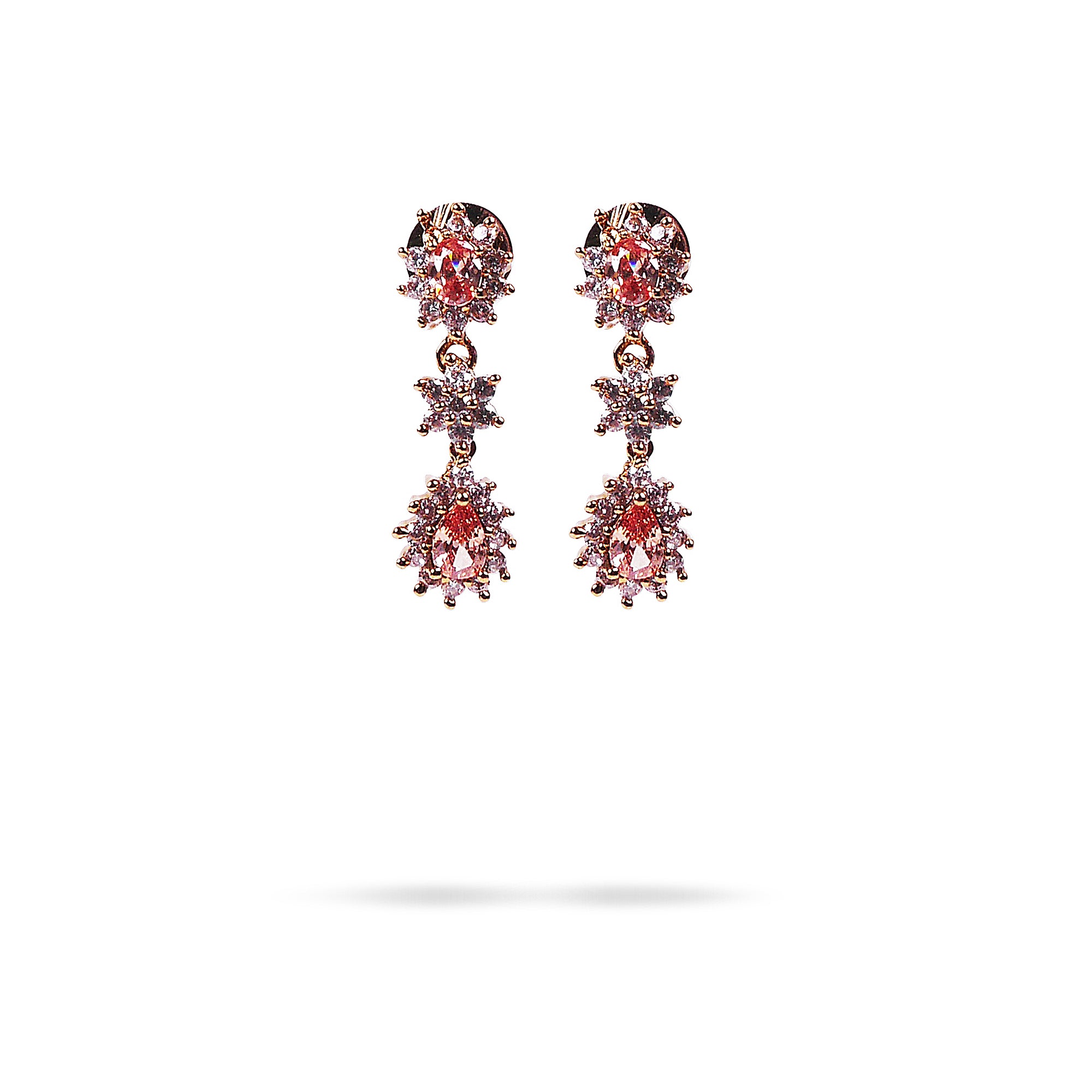 Teardrop Star Cubic Zirconia Earrings in Light Topaz