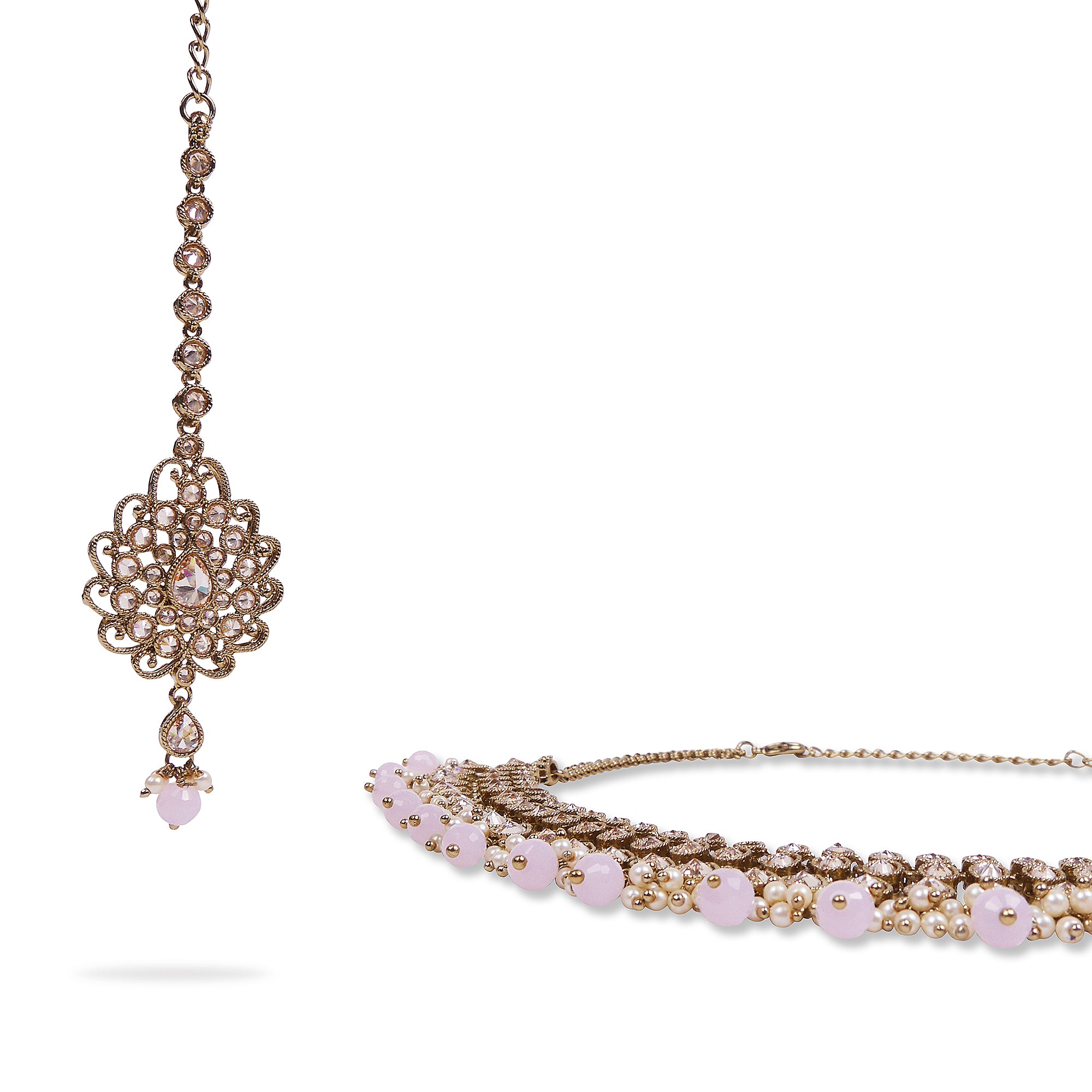 Aashvi Necklace Set in Light Pink