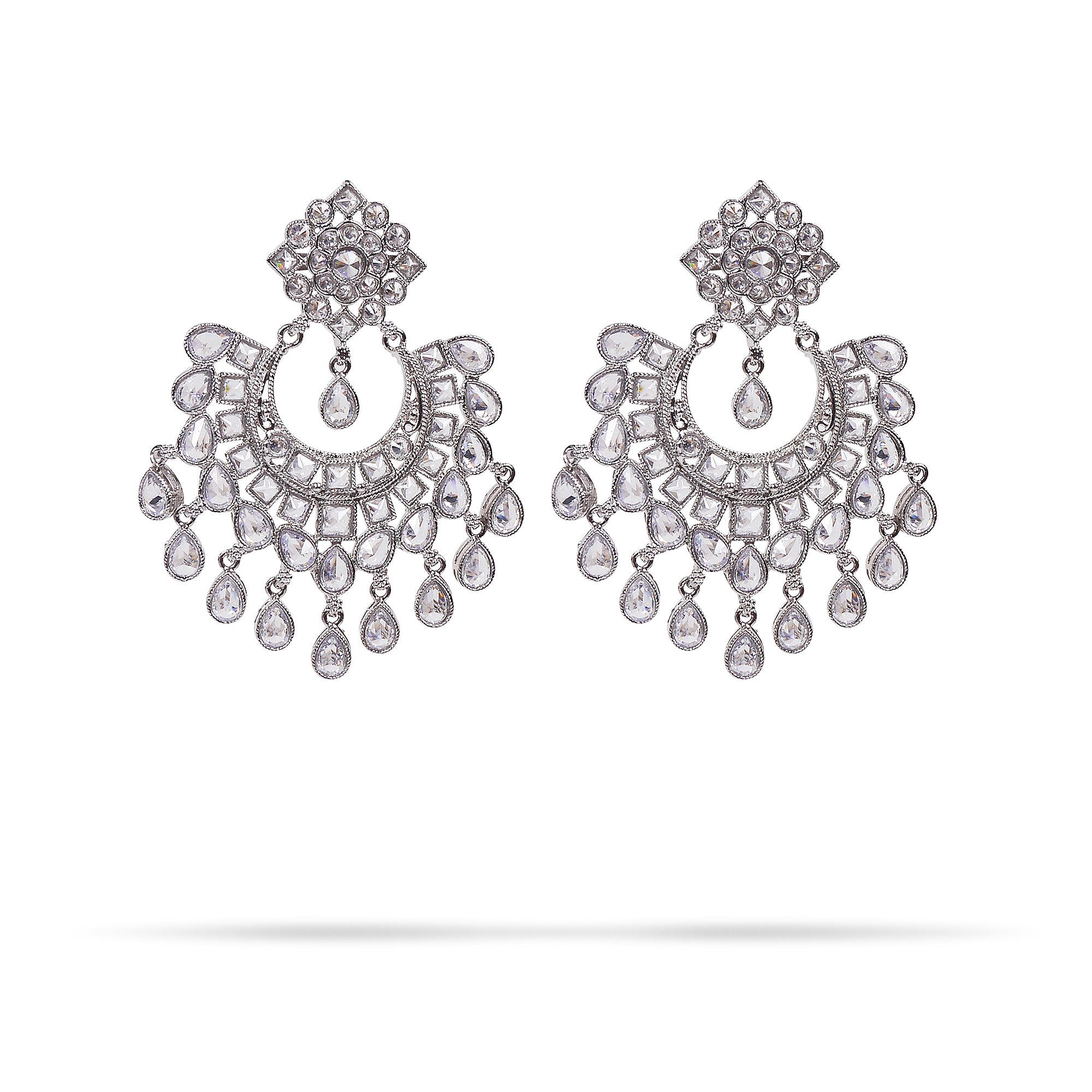 Aadhira Chaandbali Earrings in Rhodium