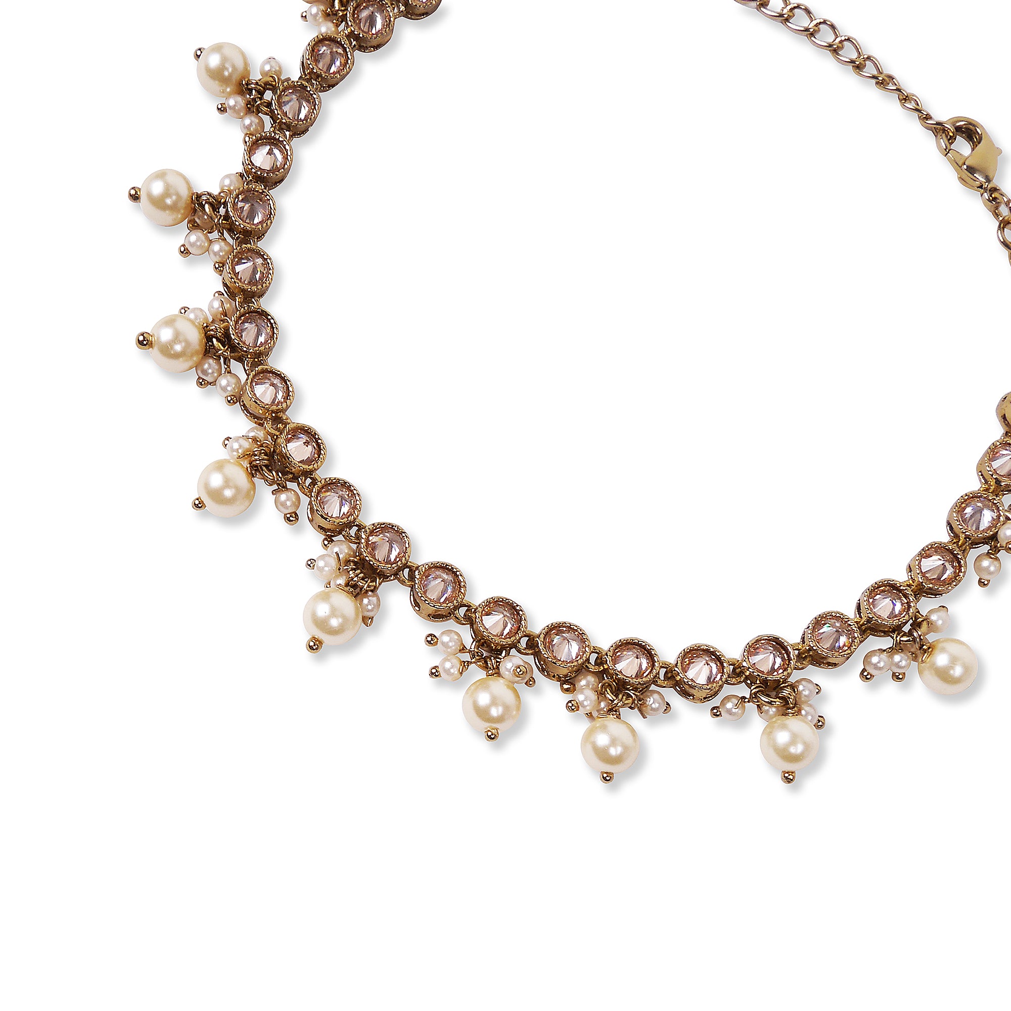 Avini Anklet in Pearl and Antique Gold