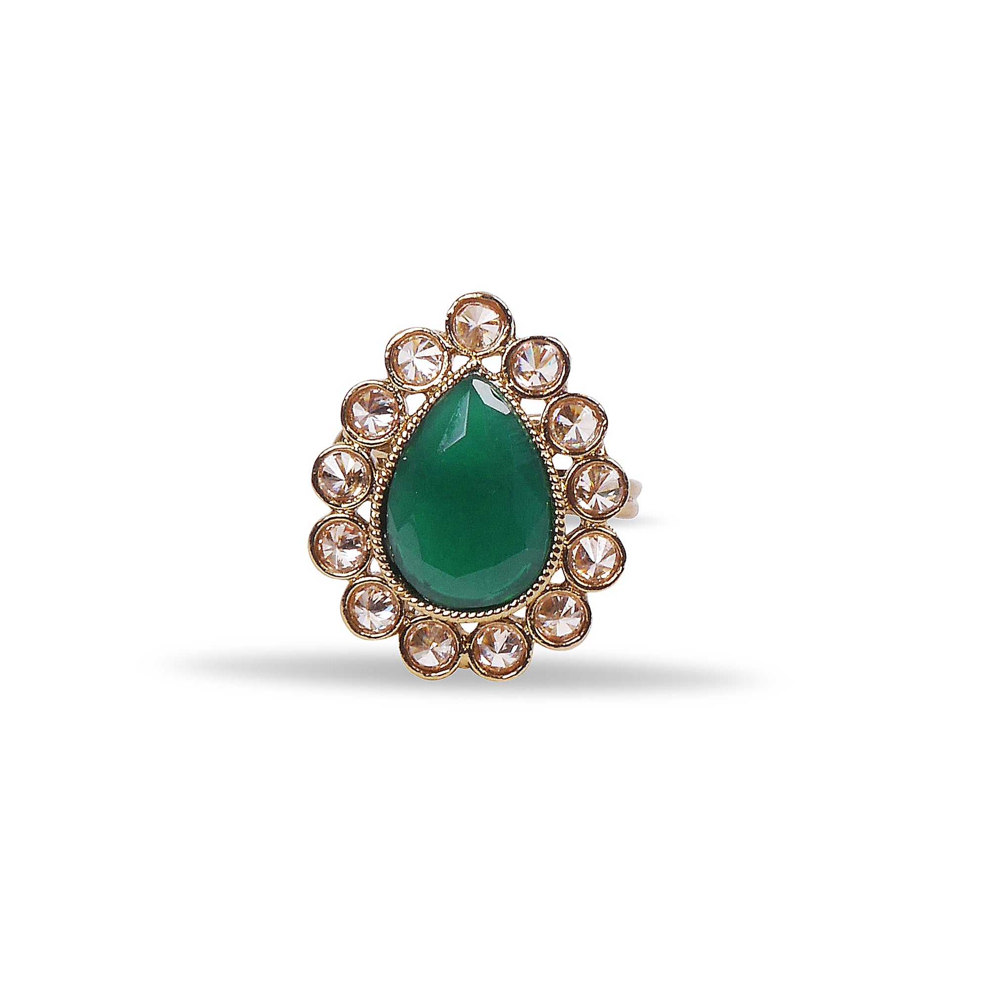 Delicate Pear Ring in Green