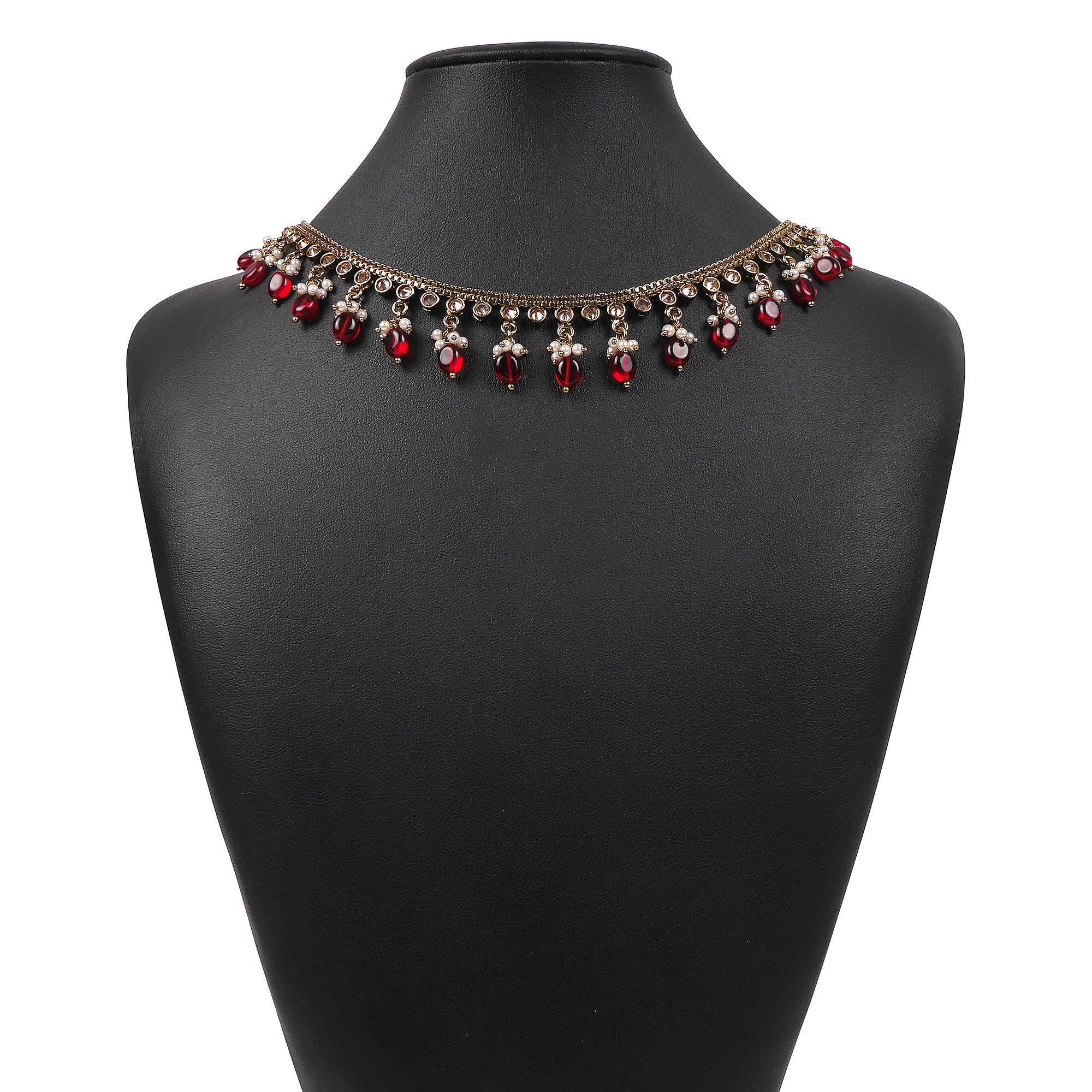 Selina Necklace in Maroon and Antique Gold