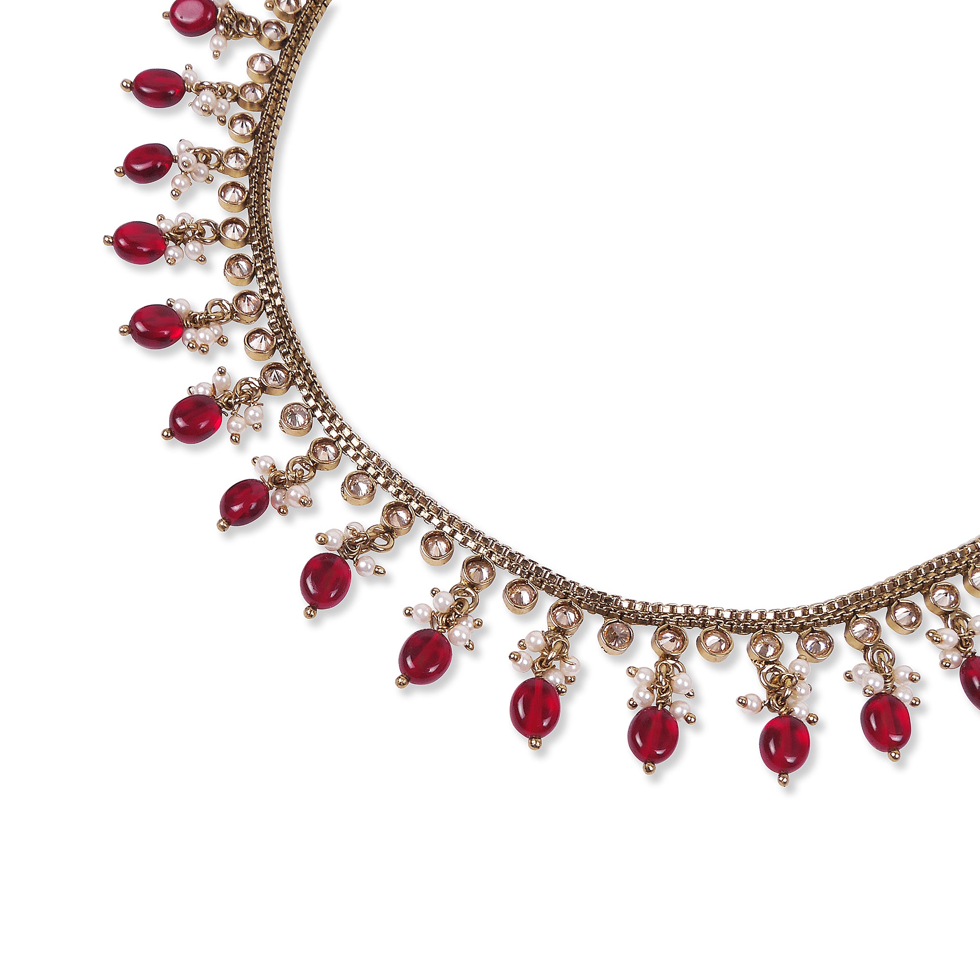 Selina Necklace in Maroon and Antique Gold