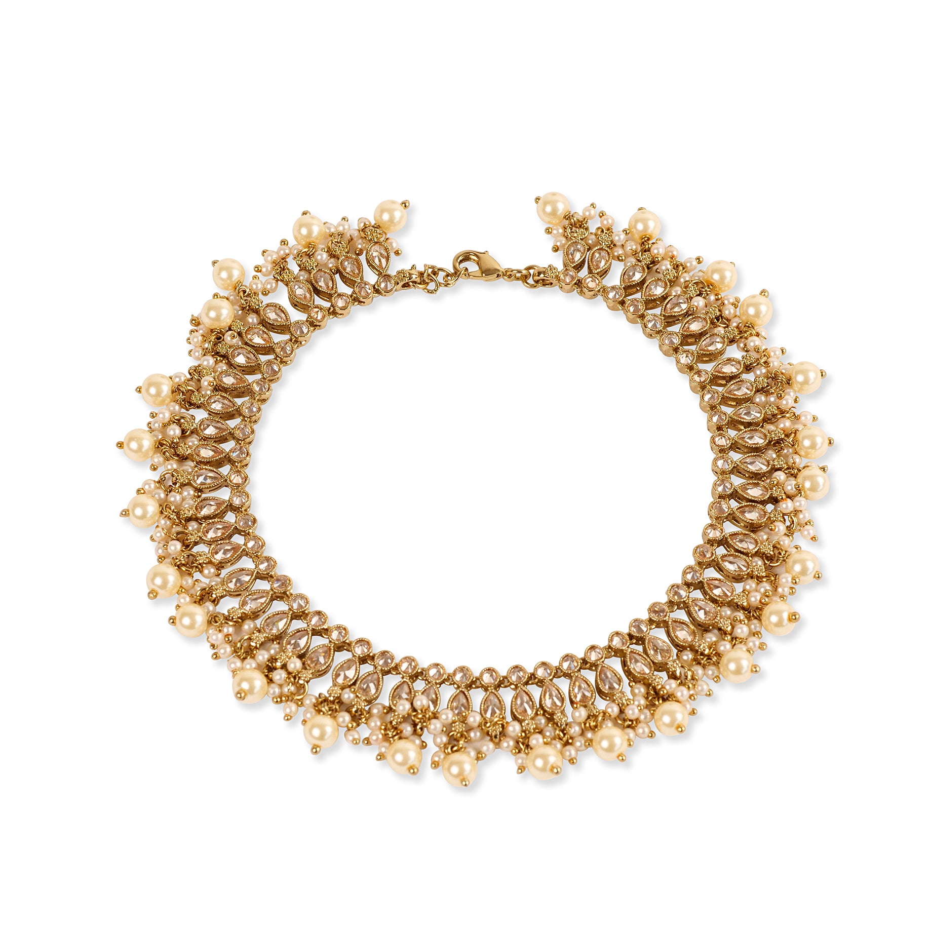 Raindrop Pearl and Antique Gold Anklet