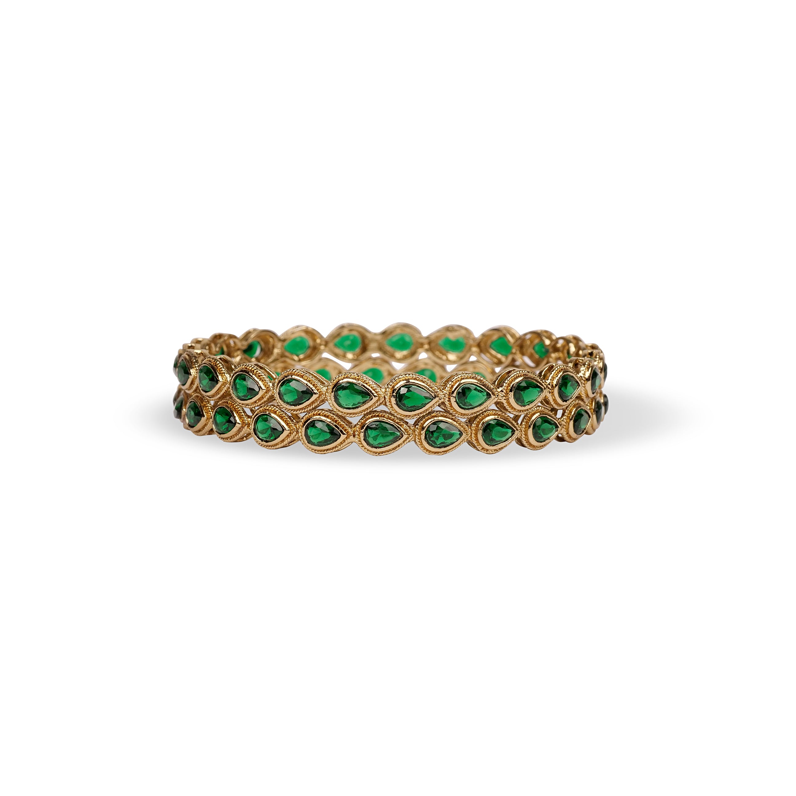 Set of 2 Teardrop Bangles in Green